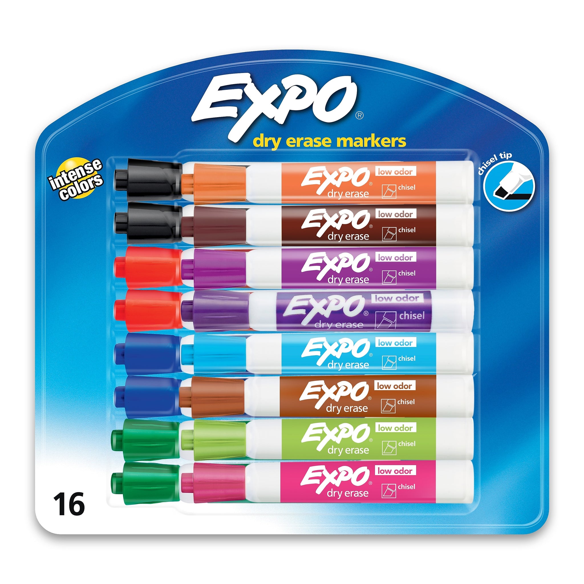 Expo Dry Erase Markers, Chisel Tip, Assorted, 16/Pack