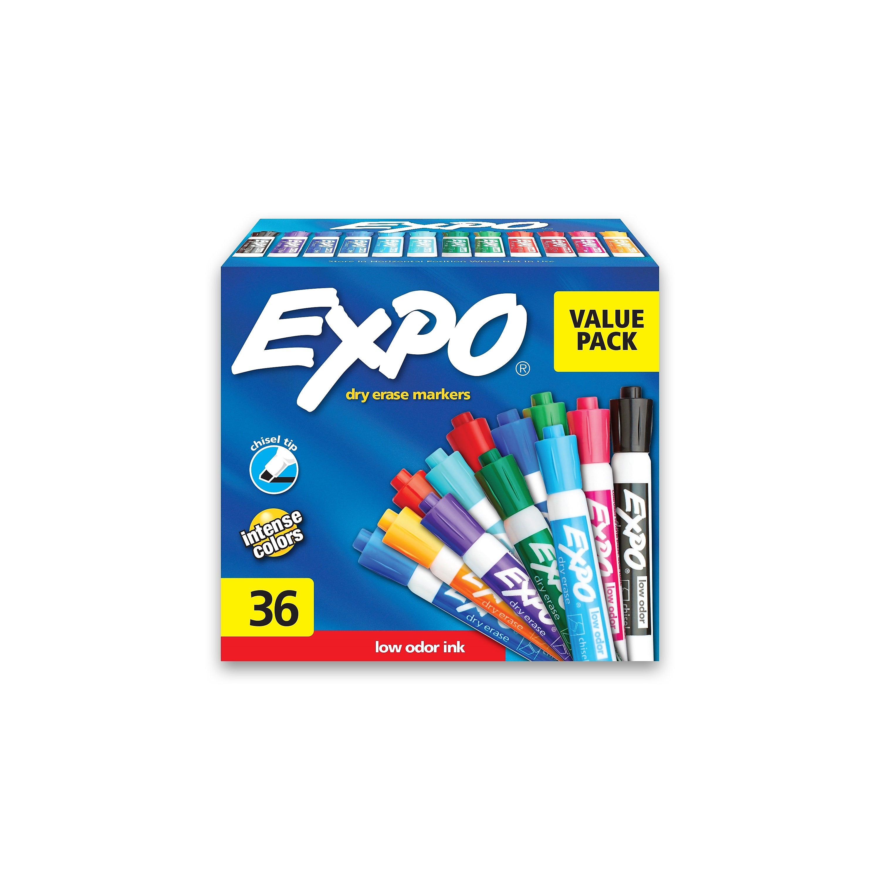 Expo Dry Erase Markers, Chisel Tip, Assorted, 36/Pack
