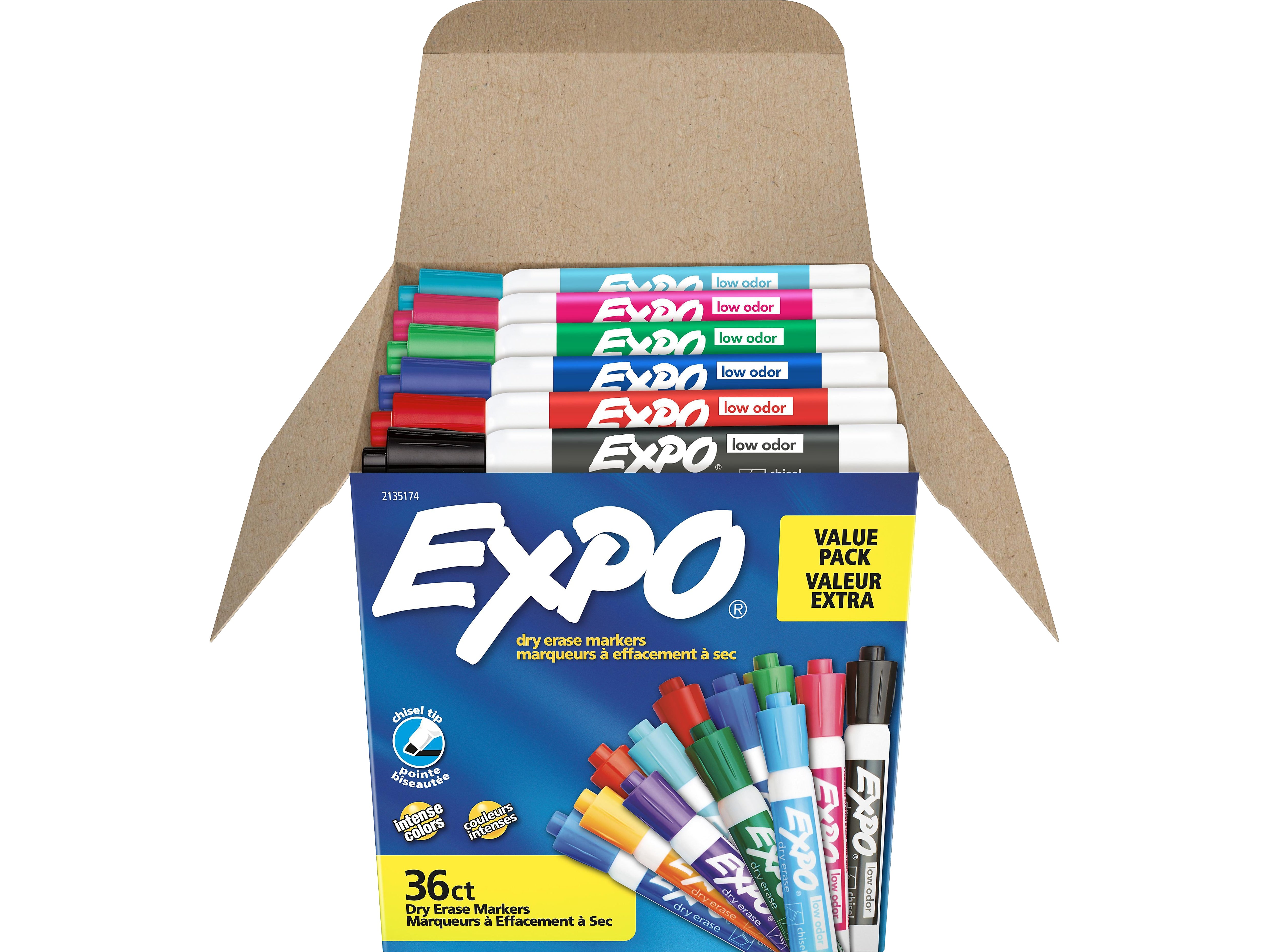 Expo Dry Erase Markers, Chisel Tip, Assorted, 36/Pack