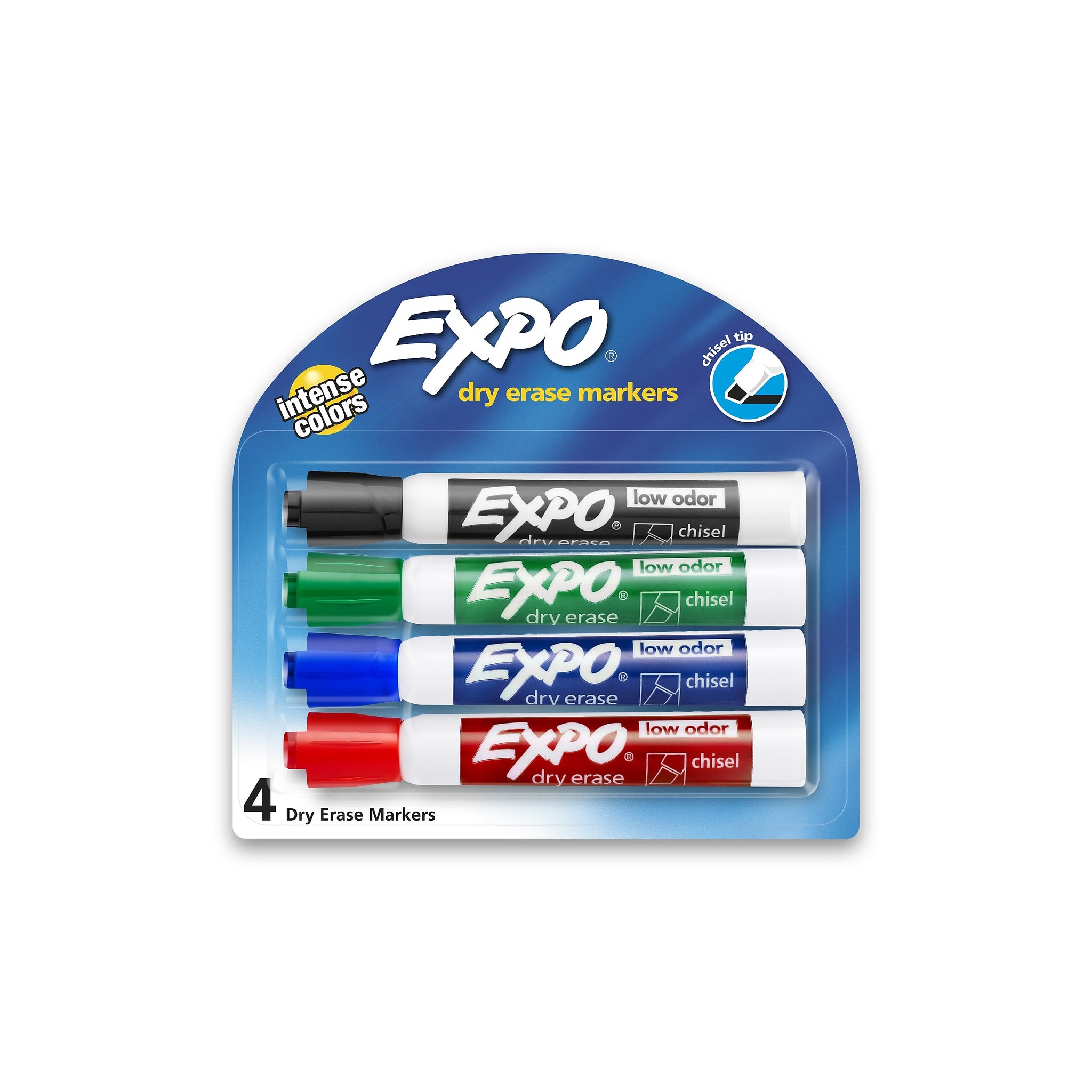 Expo Dry Erase Markers, Chisel Tip, Assorted, 4/Pack