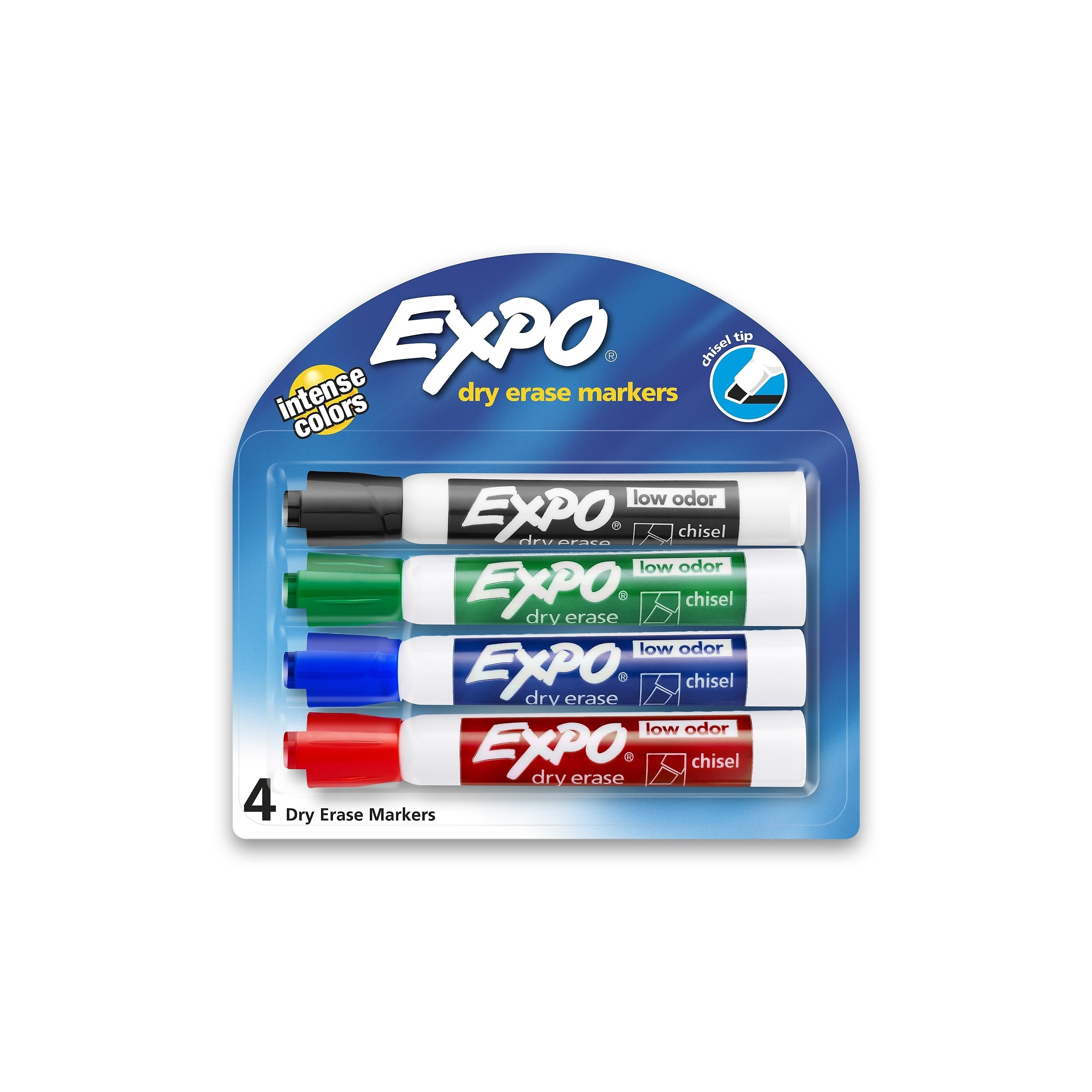 Expo Dry Erase Markers, Chisel Tip, Assorted, 4/Pack