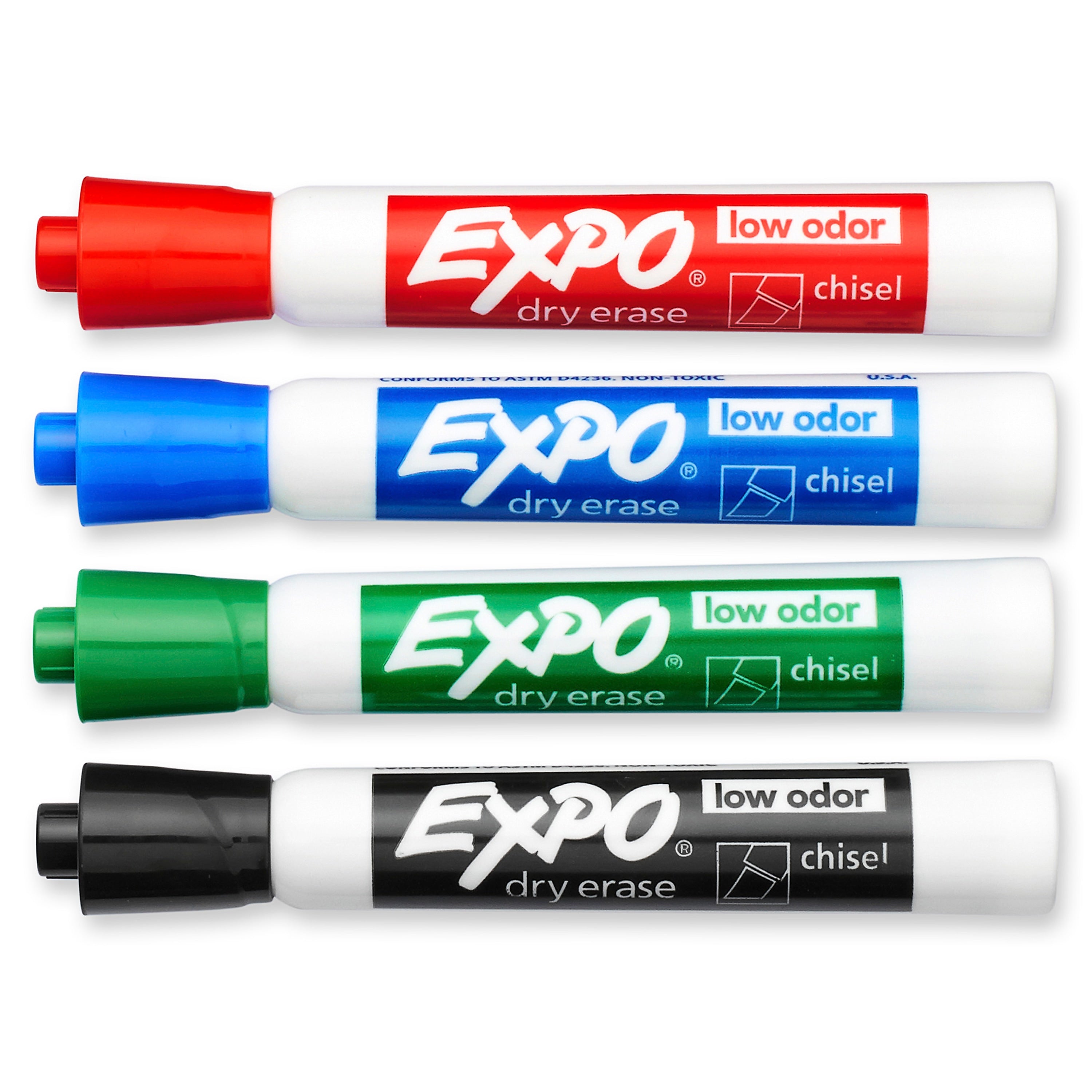 Expo Dry Erase Markers, Chisel Tip, Assorted, 4/Pack