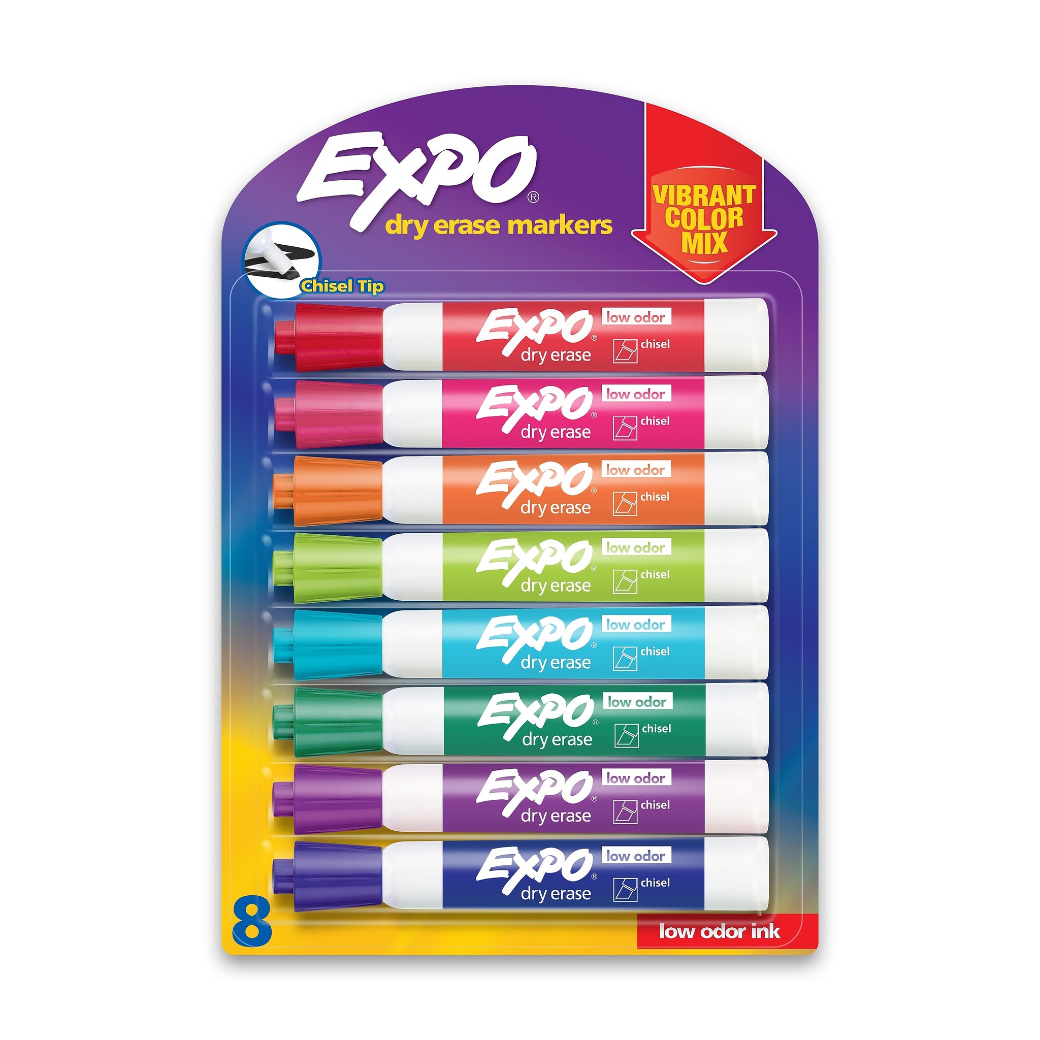 Expo Dry Erase Markers, Chisel Tip, Assorted, 8/Pack