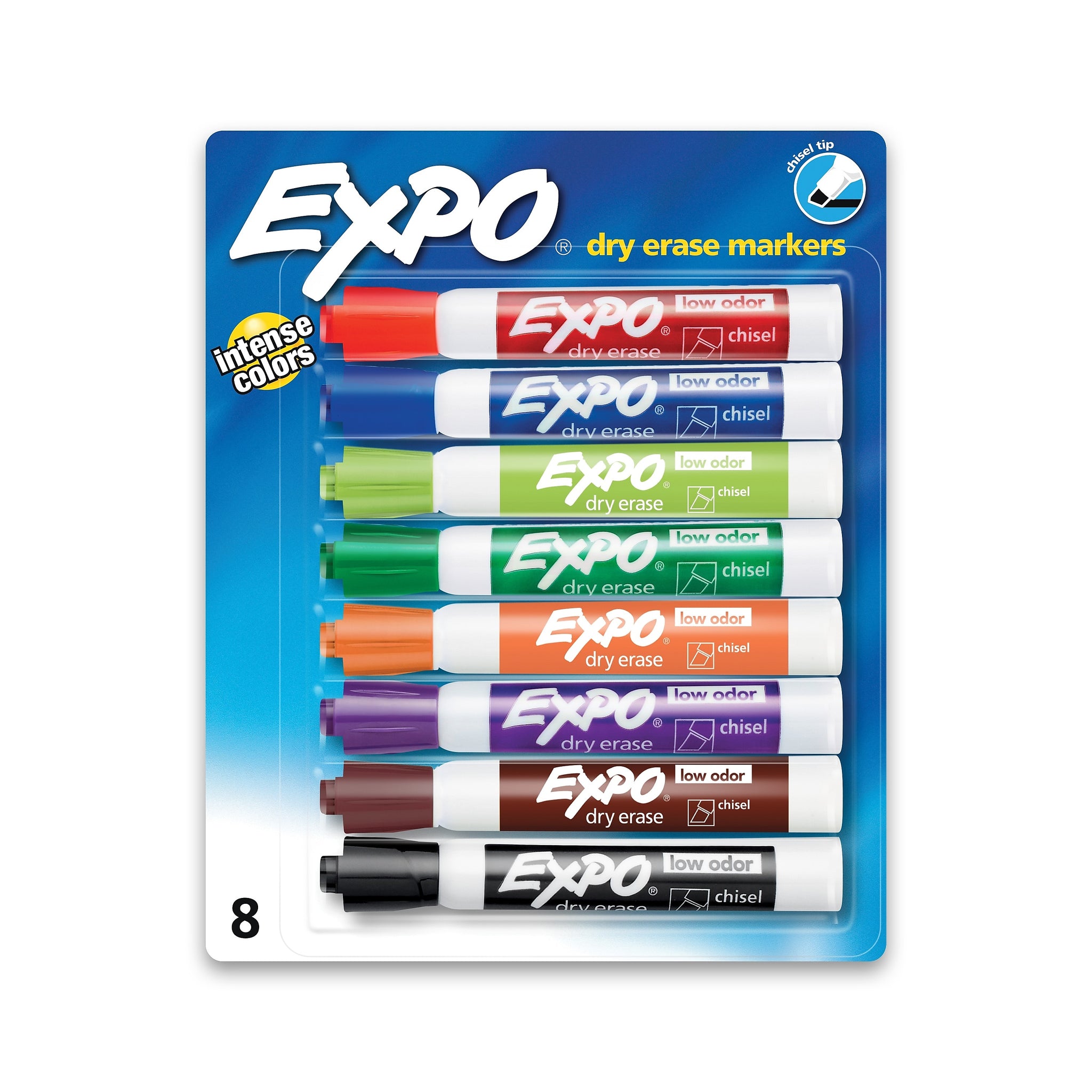 Expo Dry Erase Markers, Chisel Tip, Assorted, 8/Pack