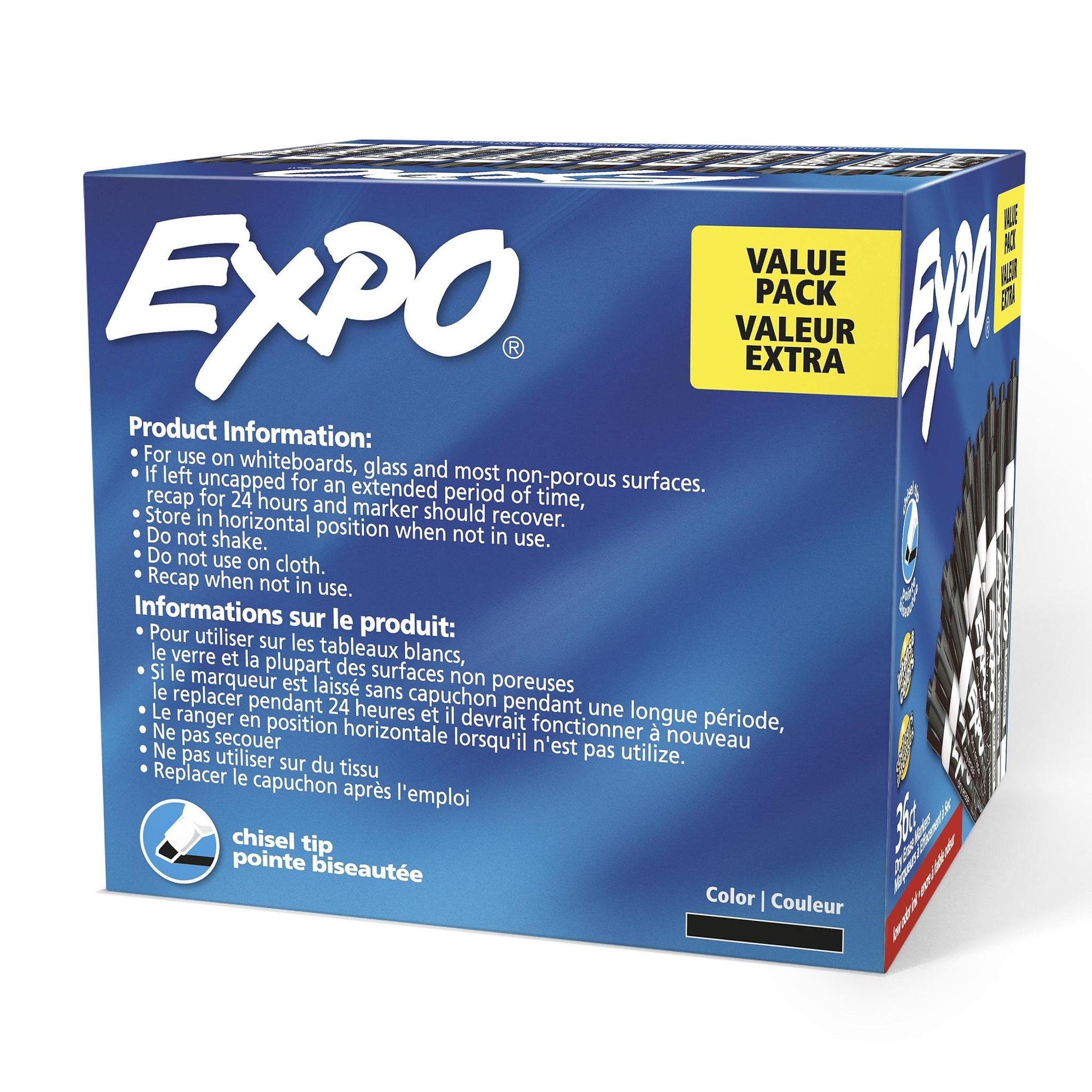 Expo Dry Erase Markers, Chisel Tip, Black, 36/Pack
