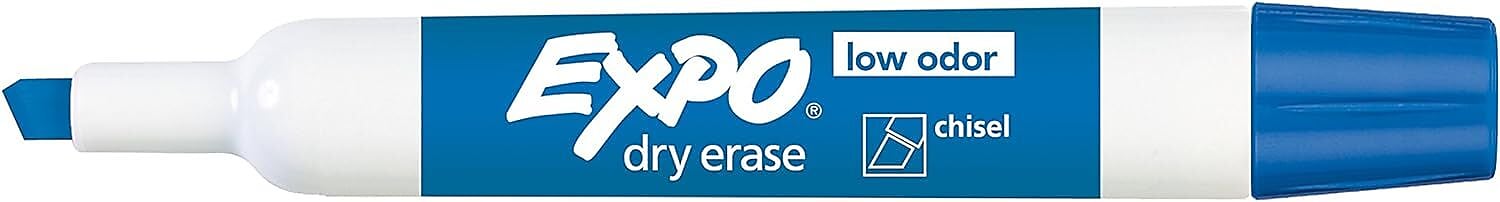 Expo Dry Erase Markers, Chisel Tip, Blue, 12/Pack