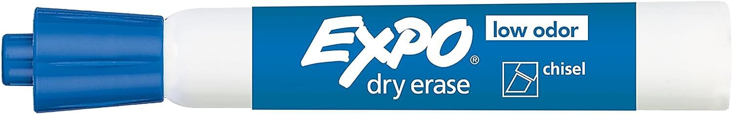 Expo Dry Erase Markers, Chisel Tip, Blue, 12/Pack