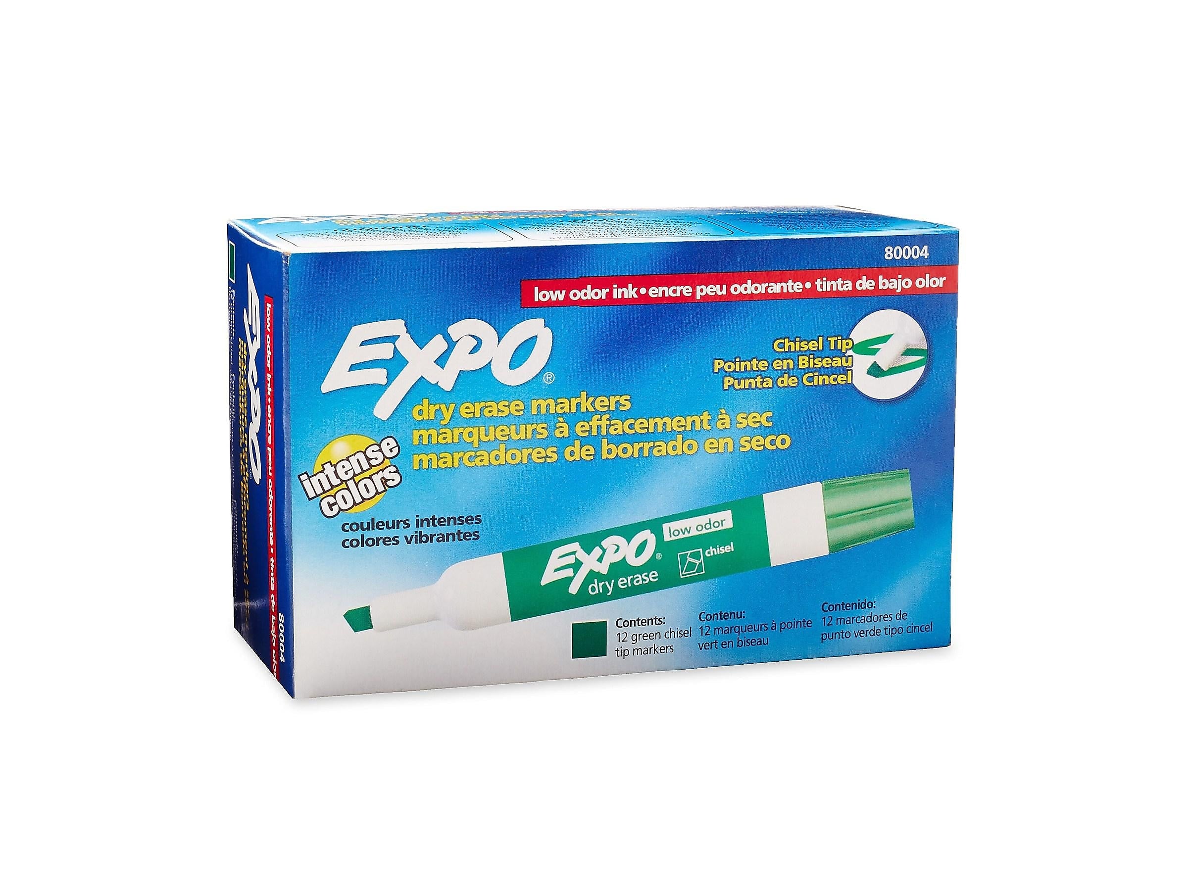 Expo Dry Erase Markers, Chisel Tip, Green, 12/Pack