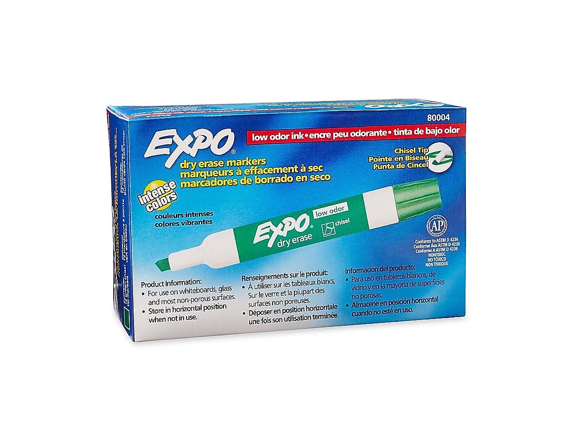 Expo Dry Erase Markers, Chisel Tip, Green, 12/Pack
