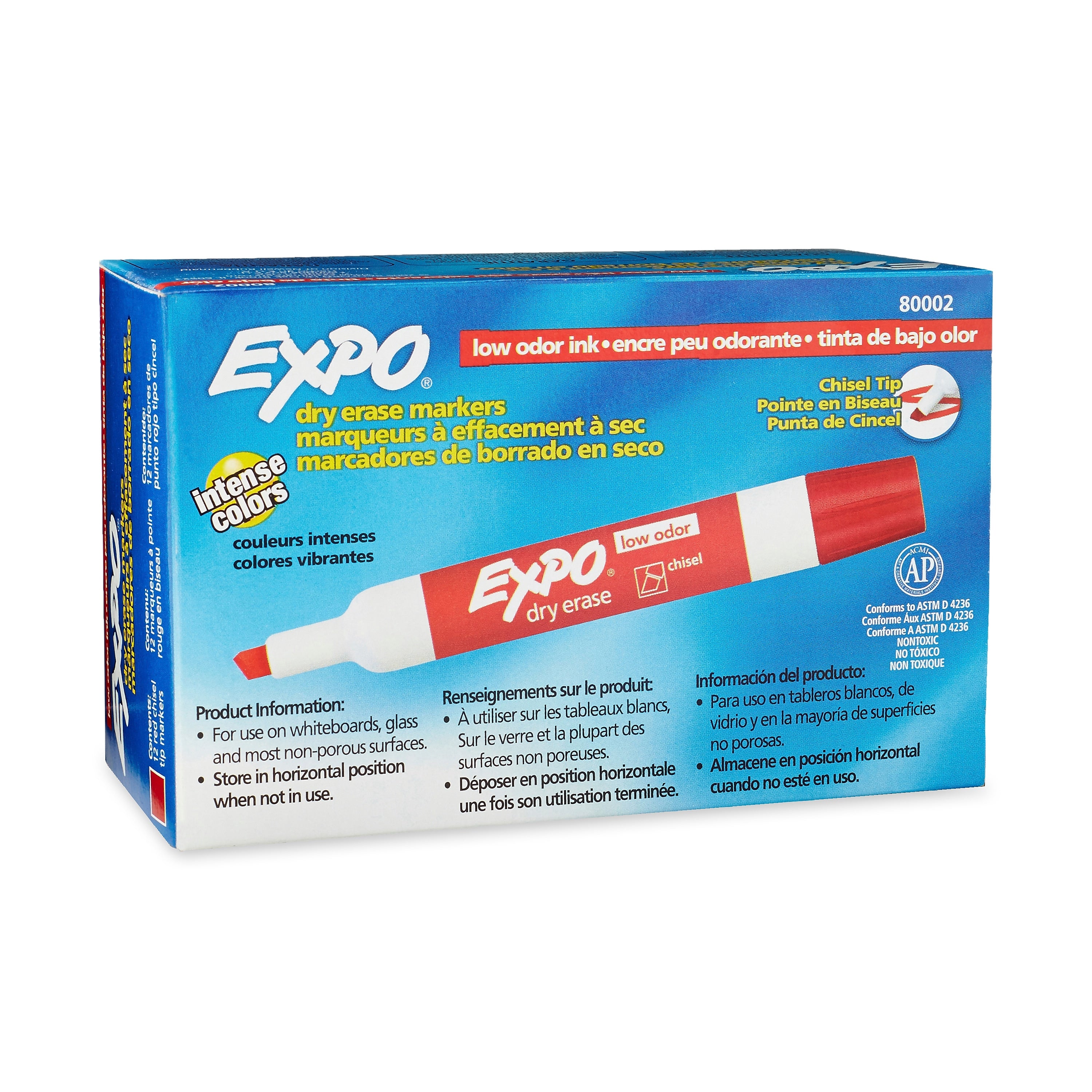Expo Dry Erase Markers, Chisel Tip, Red, 12/Pack