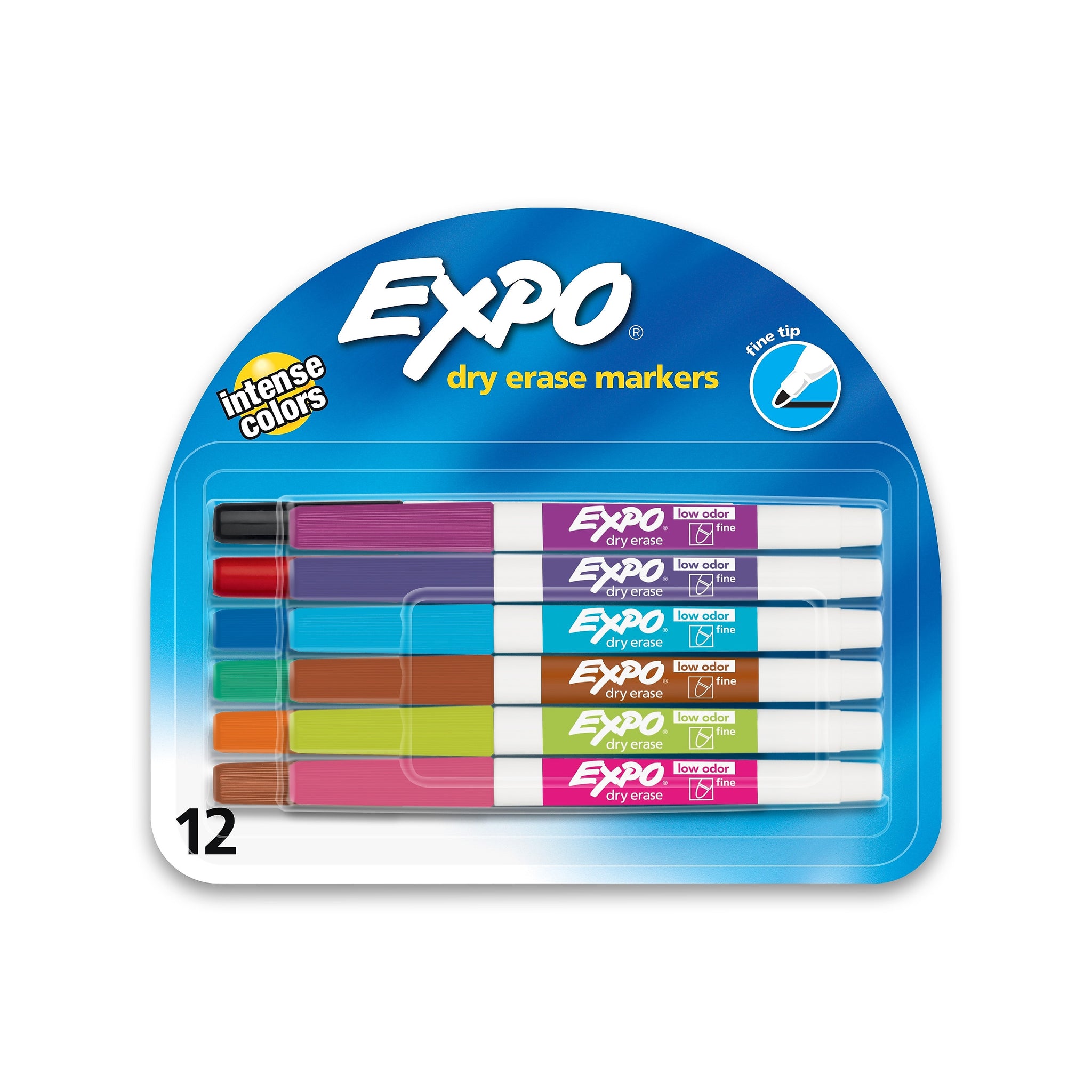Expo Dry Erase Markers, Fine Tip, Assorted, 12/Pack