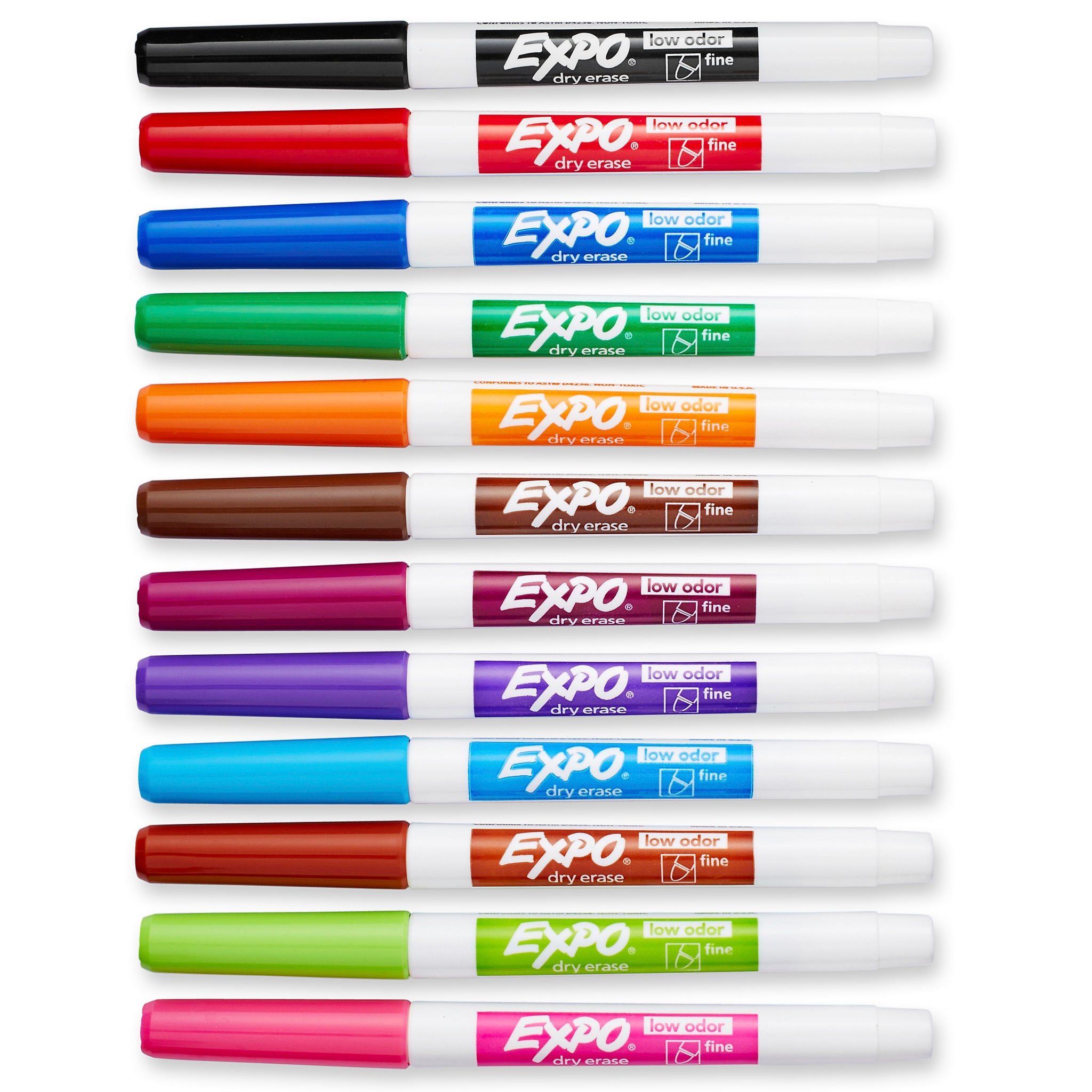 Expo Dry Erase Markers, Fine Tip, Assorted, 12/Pack