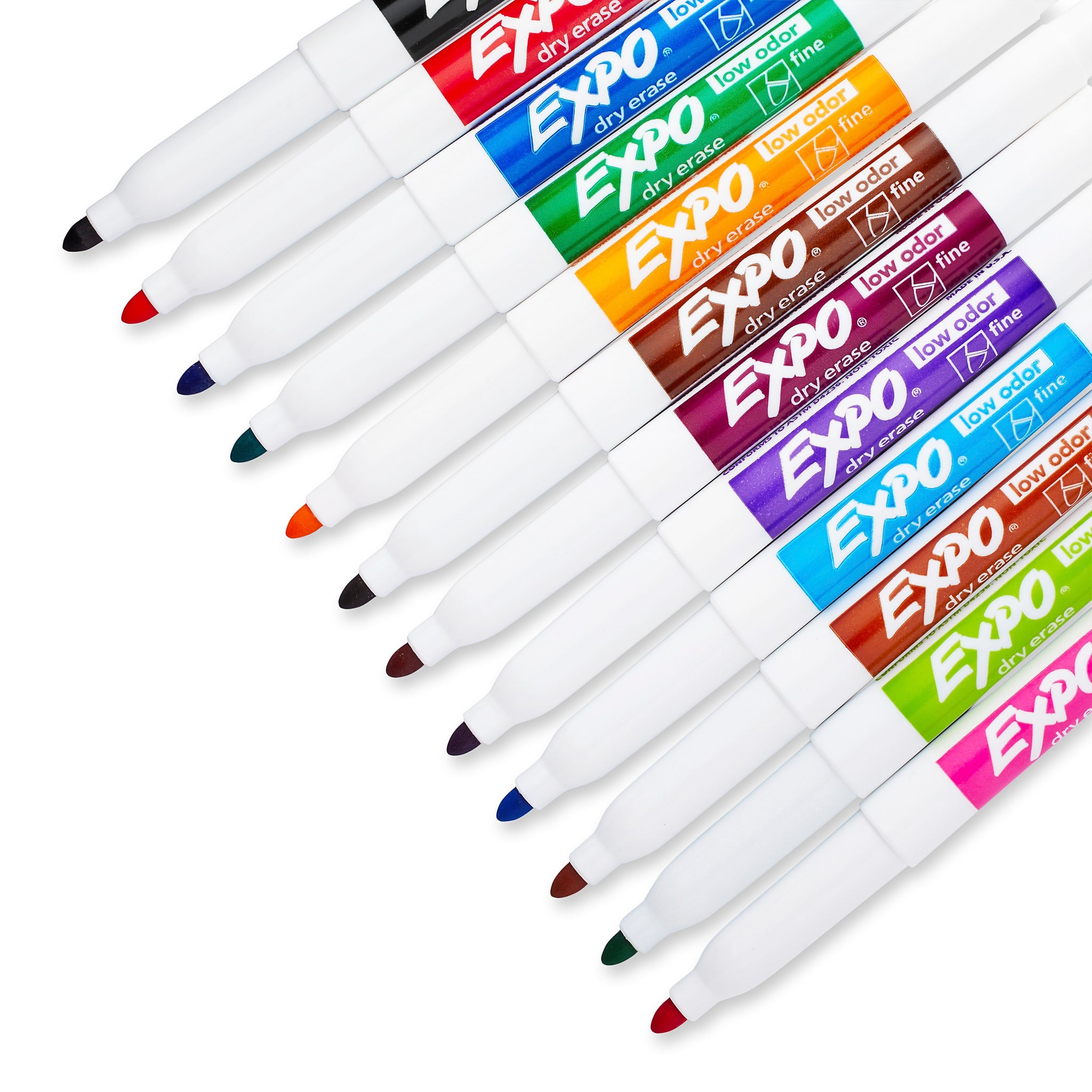 Expo Dry Erase Markers, Fine Tip, Assorted, 12/Pack