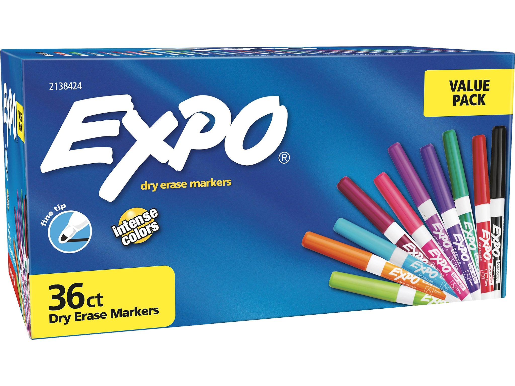 Expo Dry Erase Markers, Fine Tip, Assorted, 36/Pack
