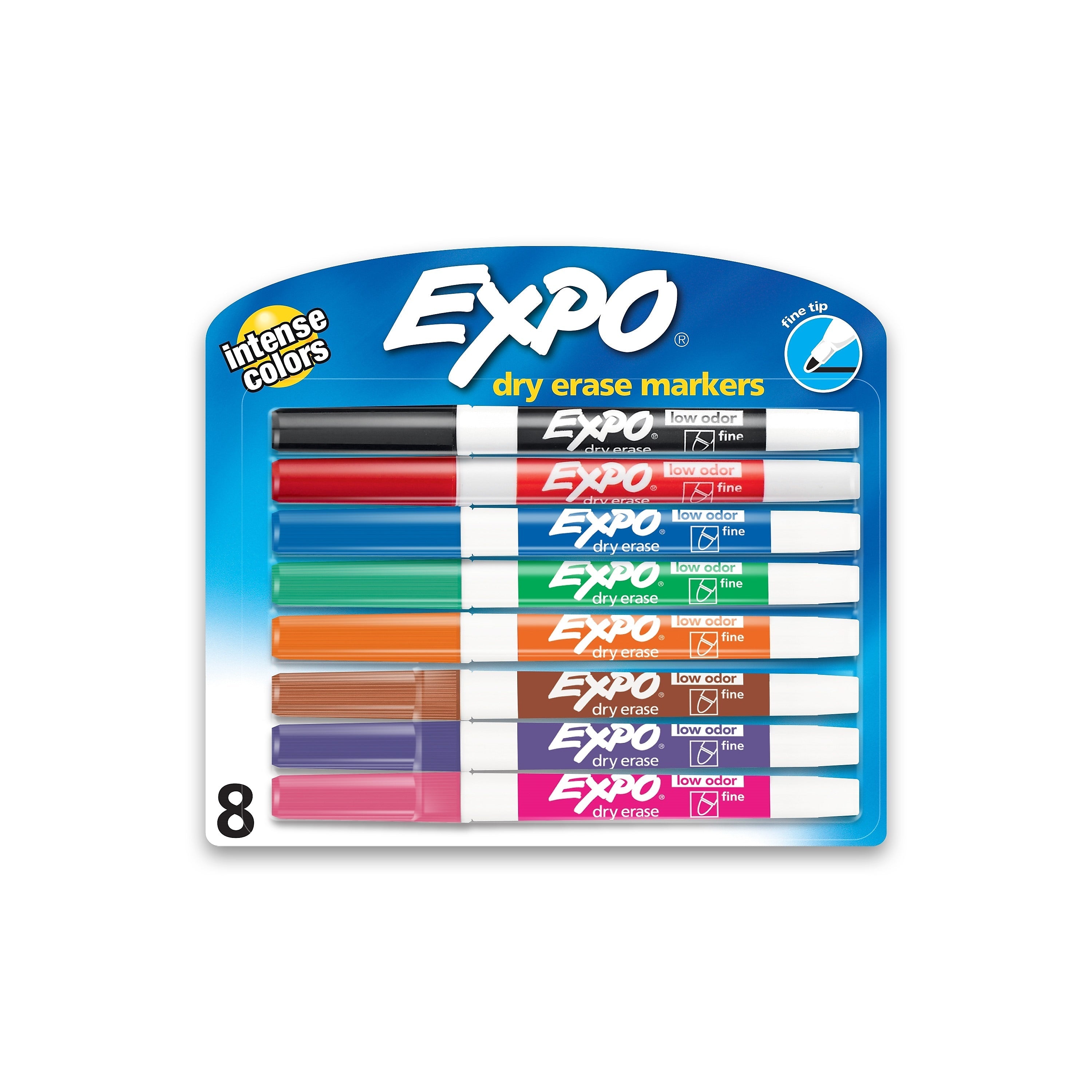 Expo Dry Erase Markers, Fine Tip, Assorted, 8/Pack