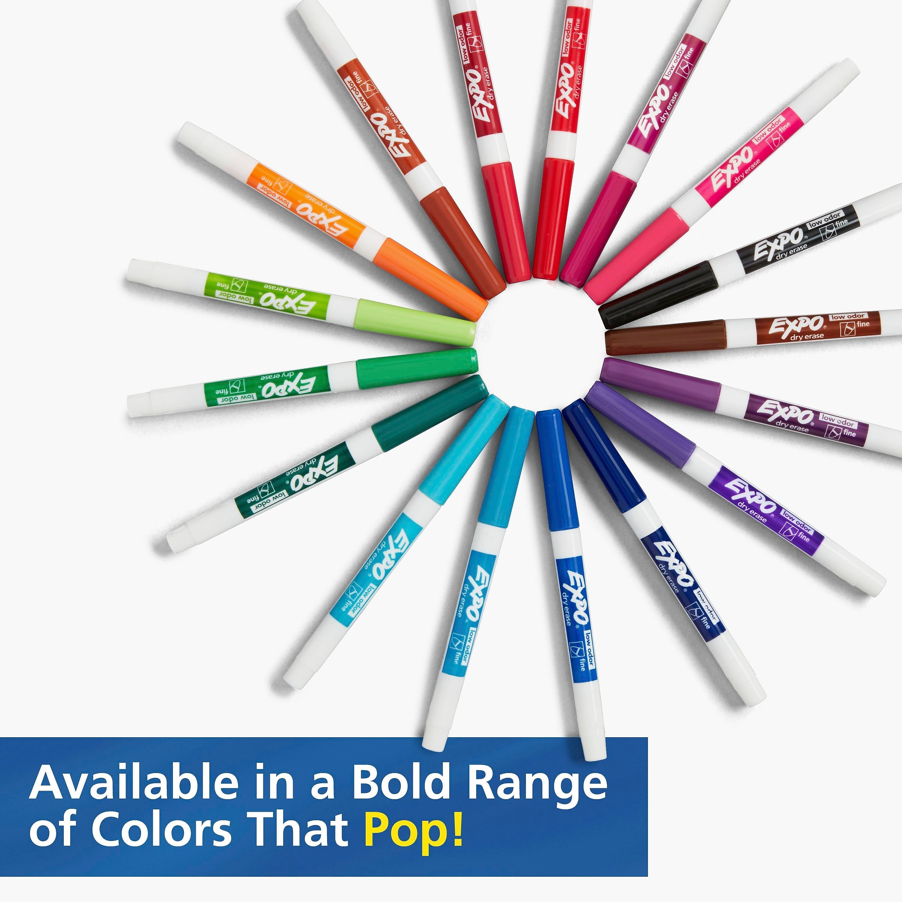 Expo Dry Erase Markers, Fine Tip, Assorted, 8/Pack