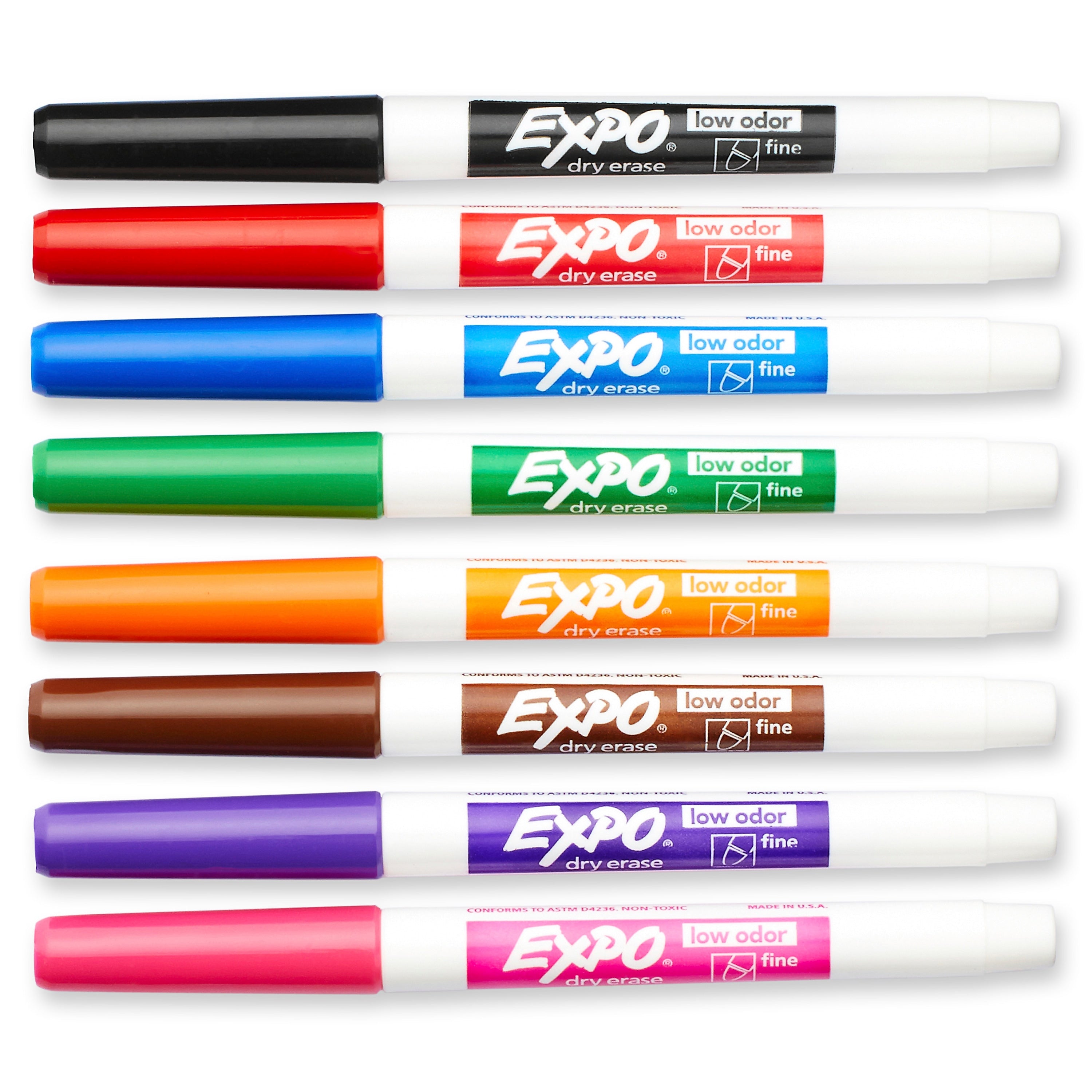 Expo Dry Erase Markers, Fine Tip, Assorted, 8/Pack