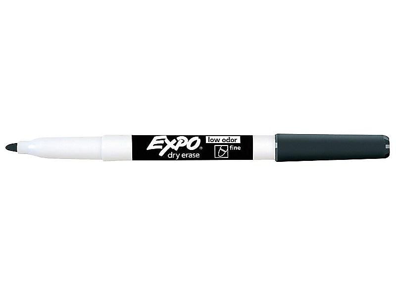 Expo Dry Erase Markers, Fine Tip, Black, 12/Pack