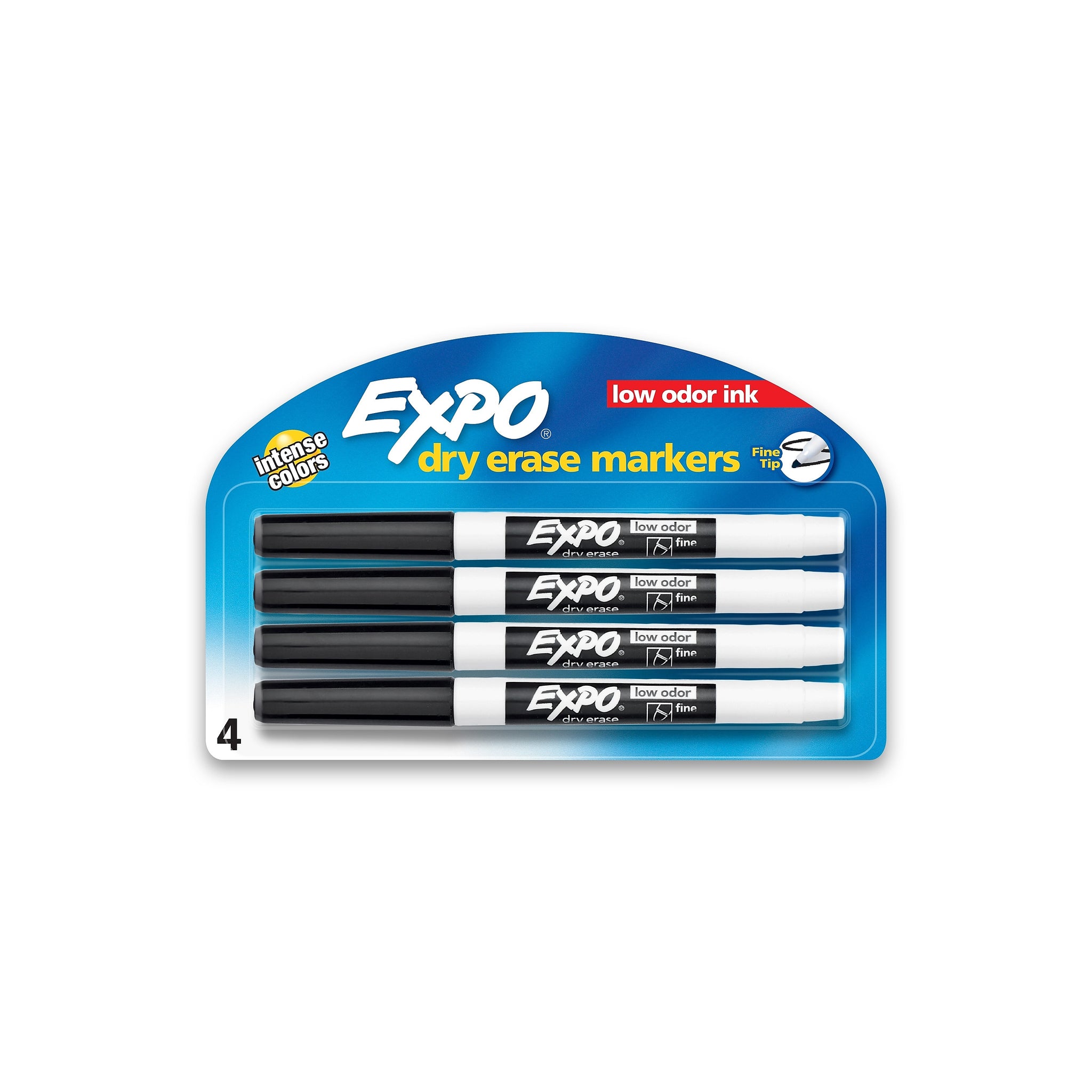 Expo Dry Erase Markers, Fine Tip, Black, 4/Pack