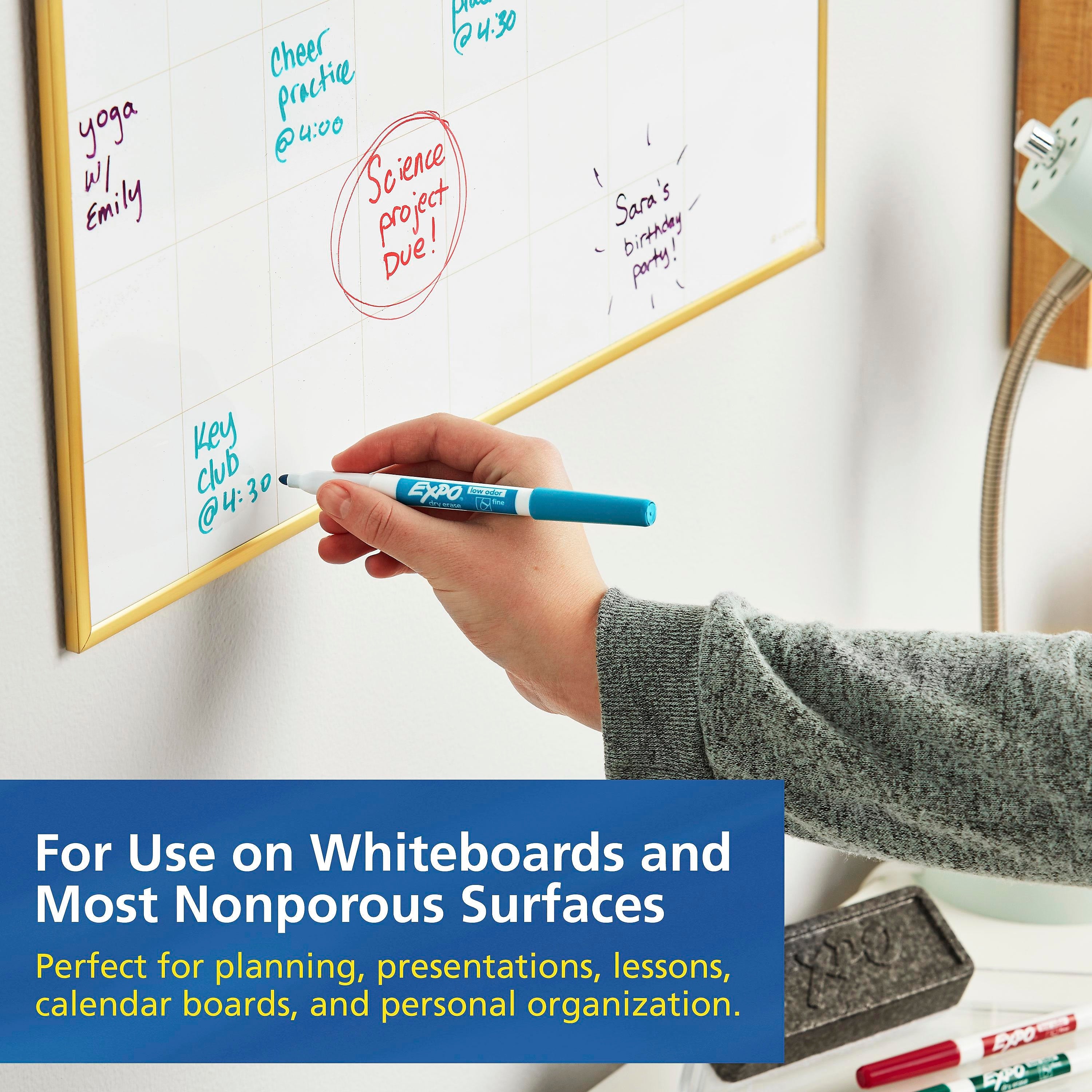 Expo Dry Erase Markers, Fine Tip, Black, 4/Pack