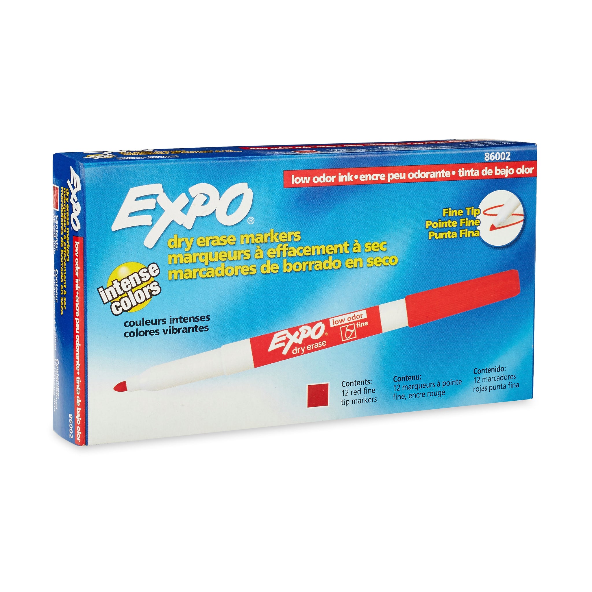 Expo Dry Erase Markers, Fine Tip, Red, 12/Pack