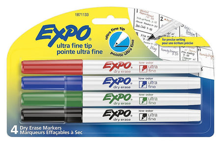 Expo Dry Erase Markers, Ultra Fine Tip, Assorted, 4/Pack