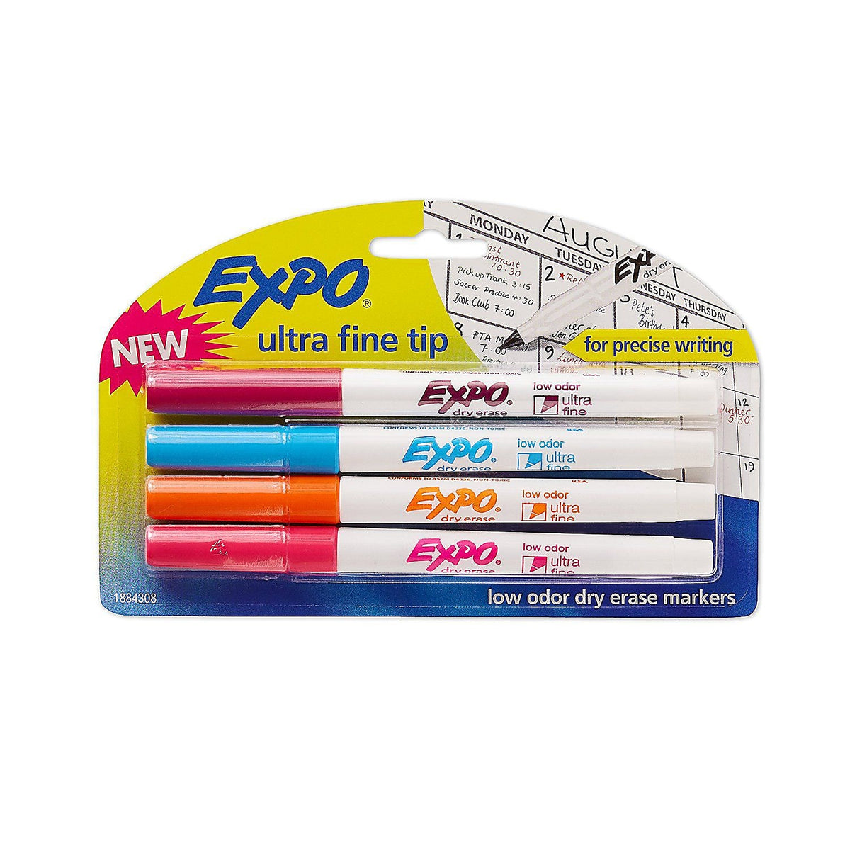 Expo Dry Erase Markers, Ultra Fine Tip, Assorted, 4/Pack