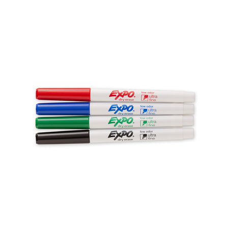 Expo Dry Erase Markers, Ultra Fine Tip, Assorted, 4/Pack