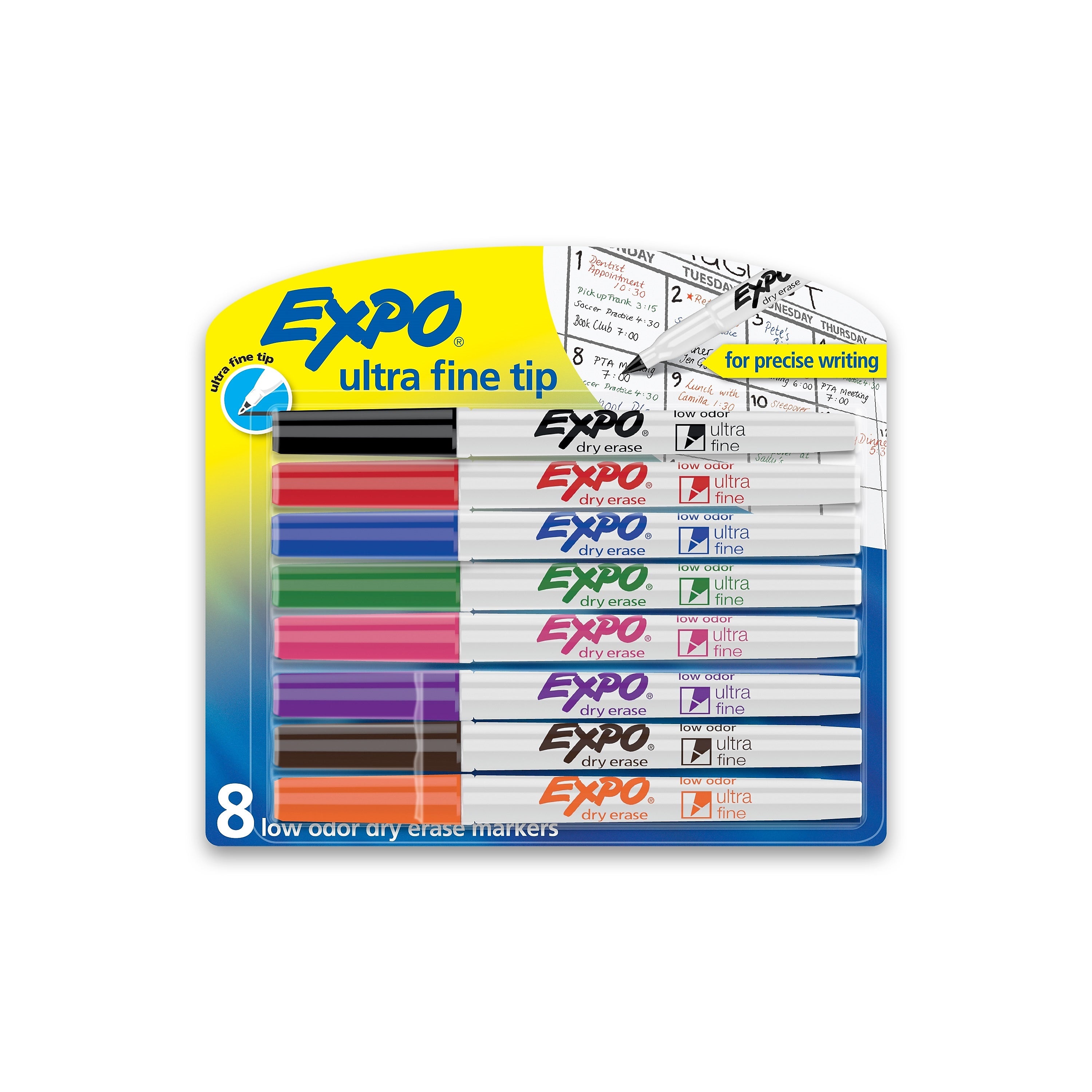 Expo Dry Erase Markers, Ultra Fine Tip, Assorted, 8/Pack