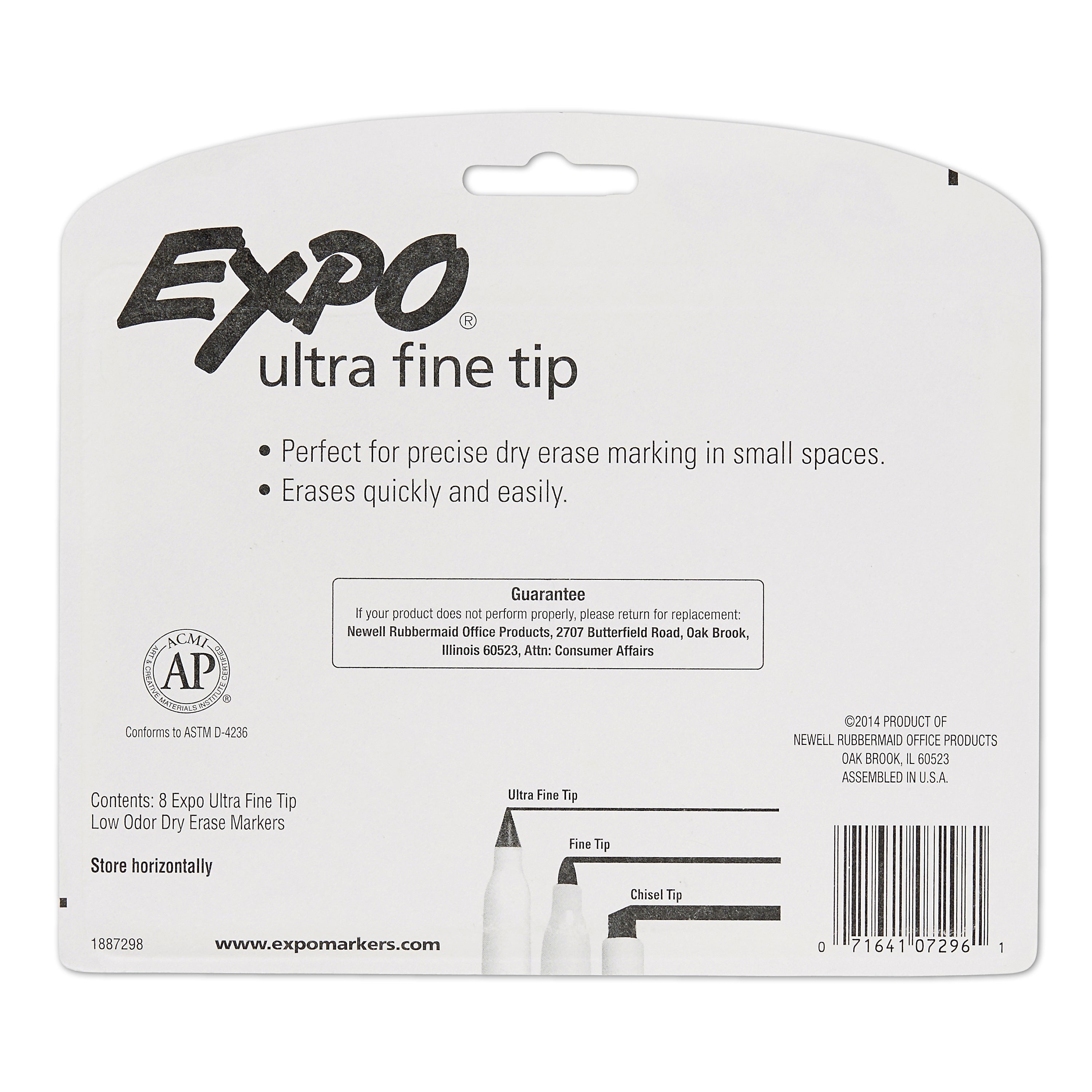 Expo Dry Erase Markers, Ultra Fine Tip, Assorted, 8/Pack
