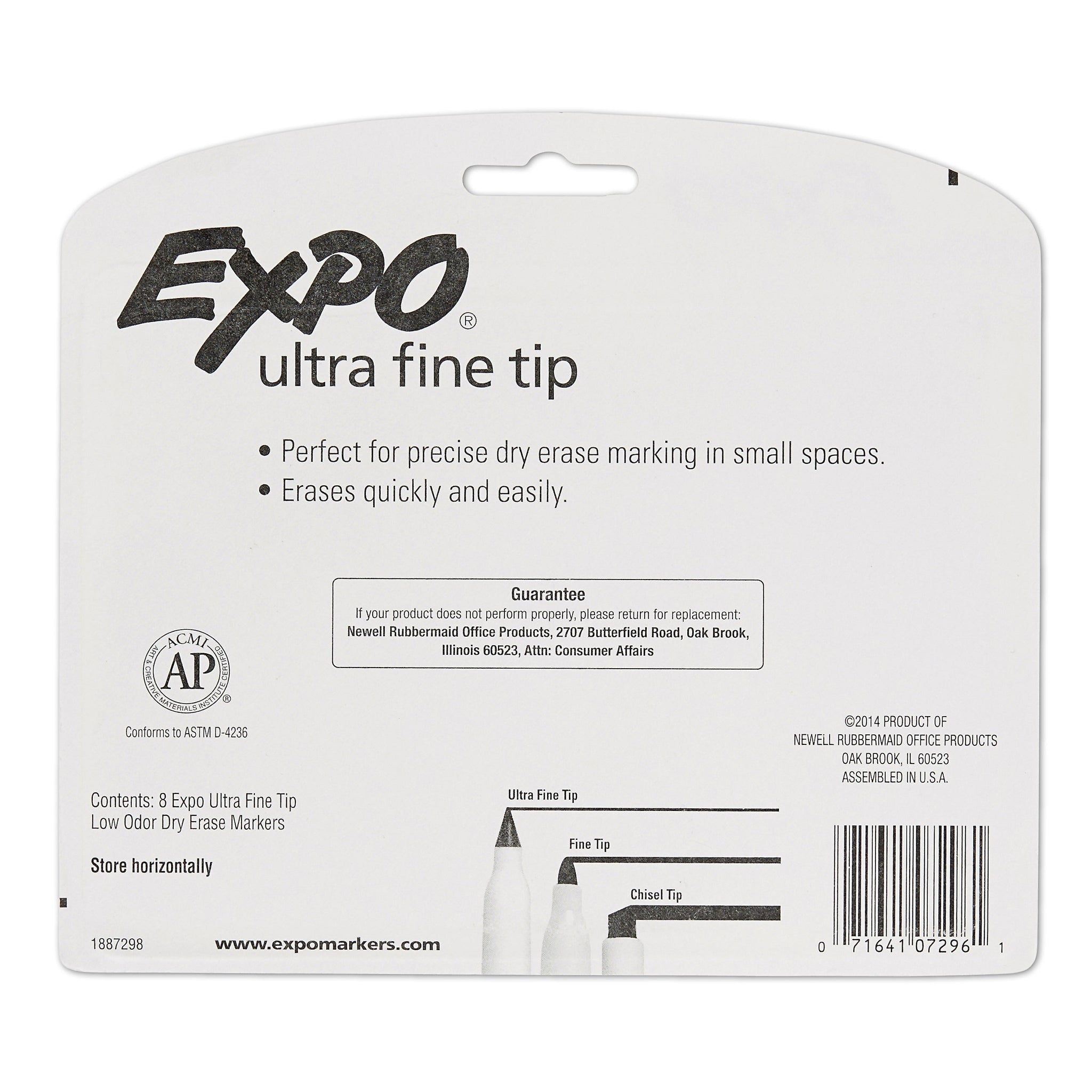 Expo Dry Erase Markers, Ultra Fine Tip, Assorted, 8/Pack