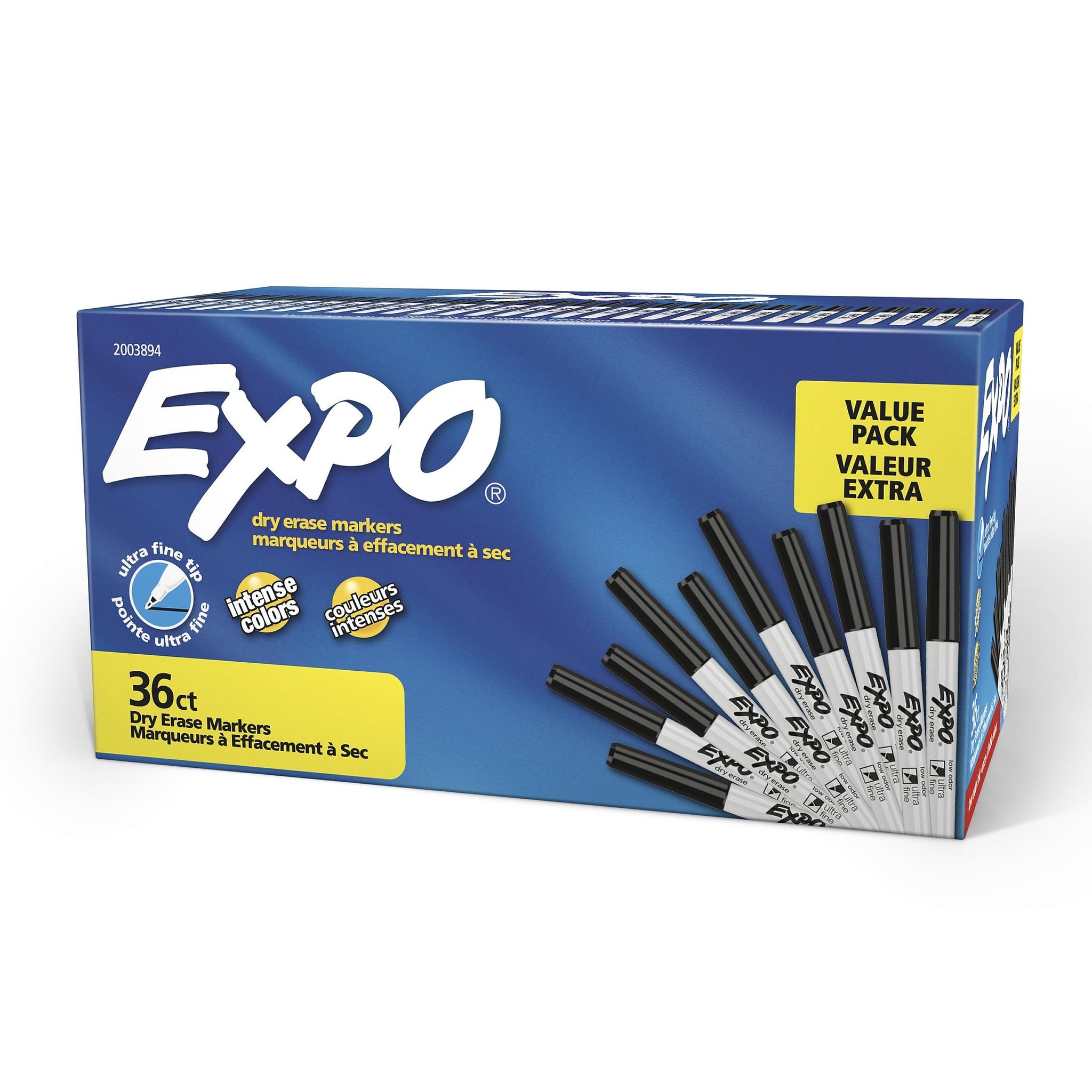 Expo Dry Erase Markers, Ultra Fine Tip, Black, 36/Pack