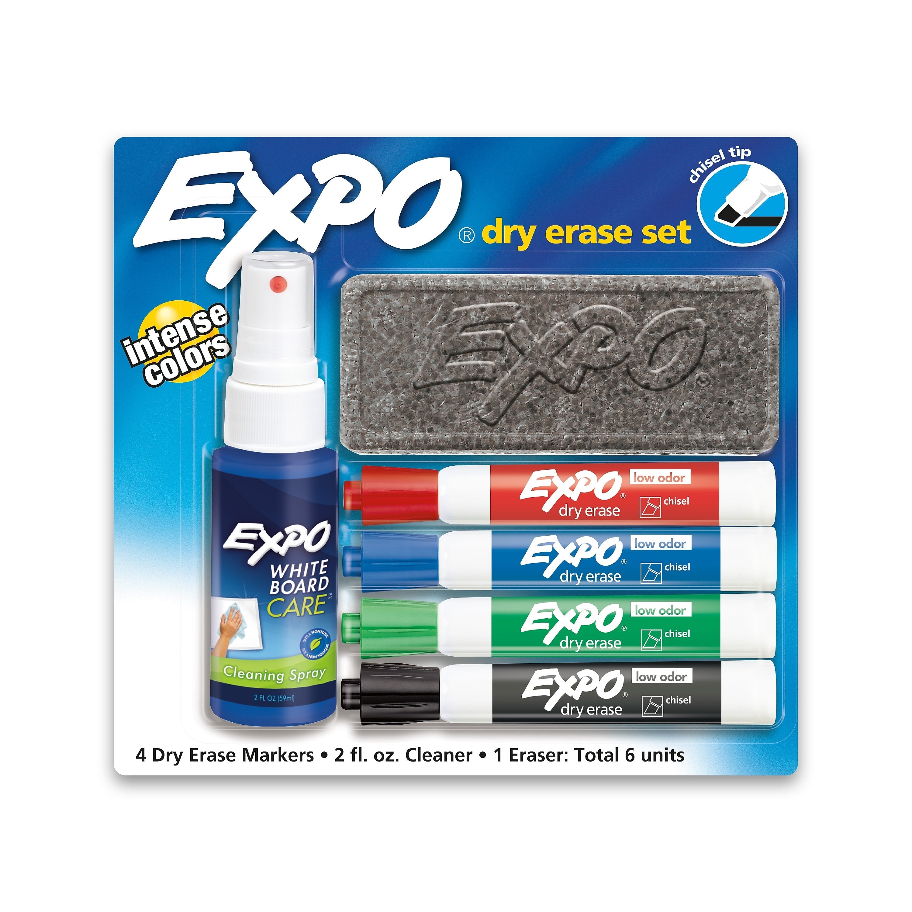 EXPO Dry-Erase Starter Kit, Low Odor, Chisel-Tip, Assorted Colors