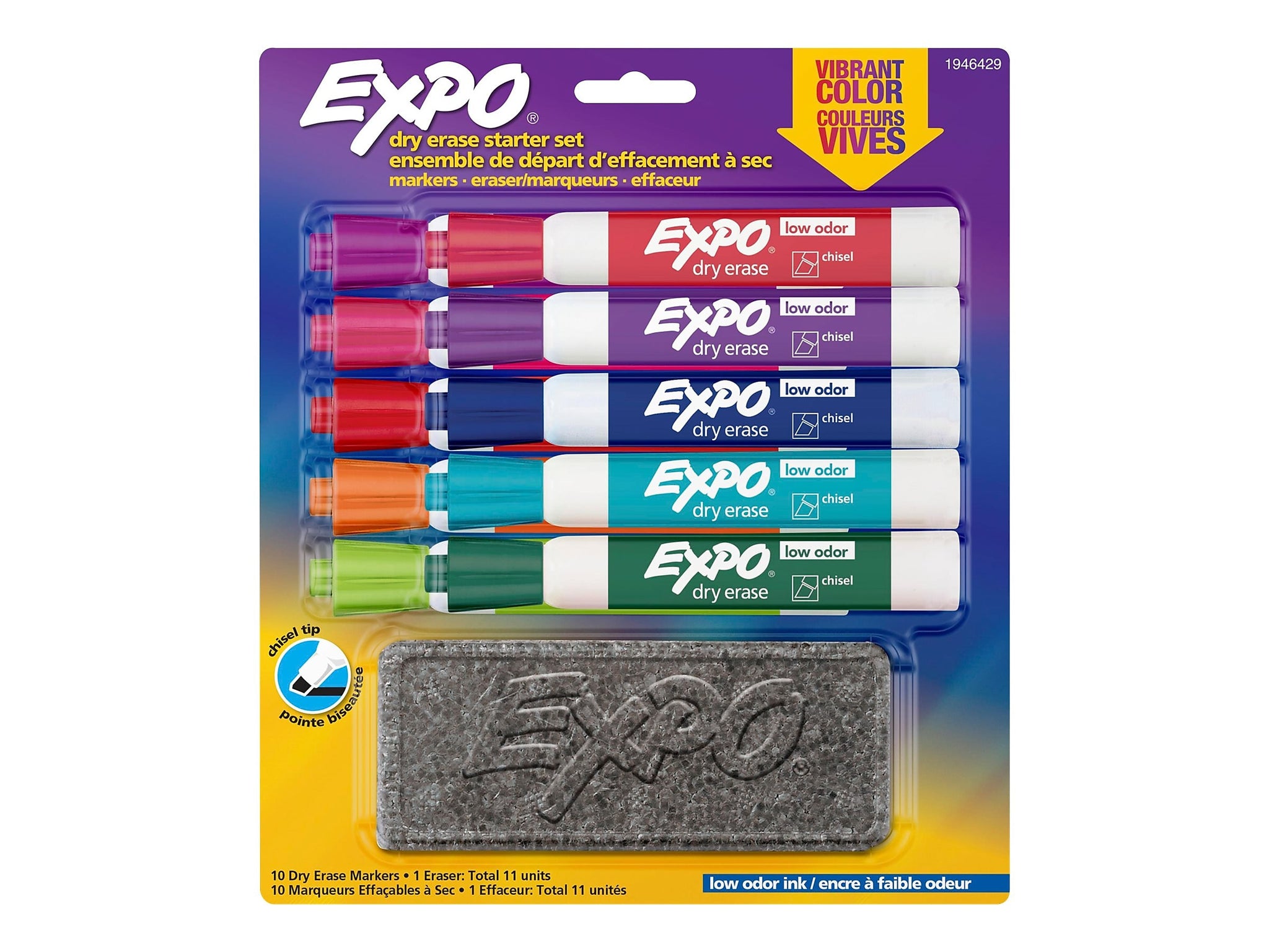 Expo Dry Erase Starter Set, Chisel Tip, Assorted, 10/Pack