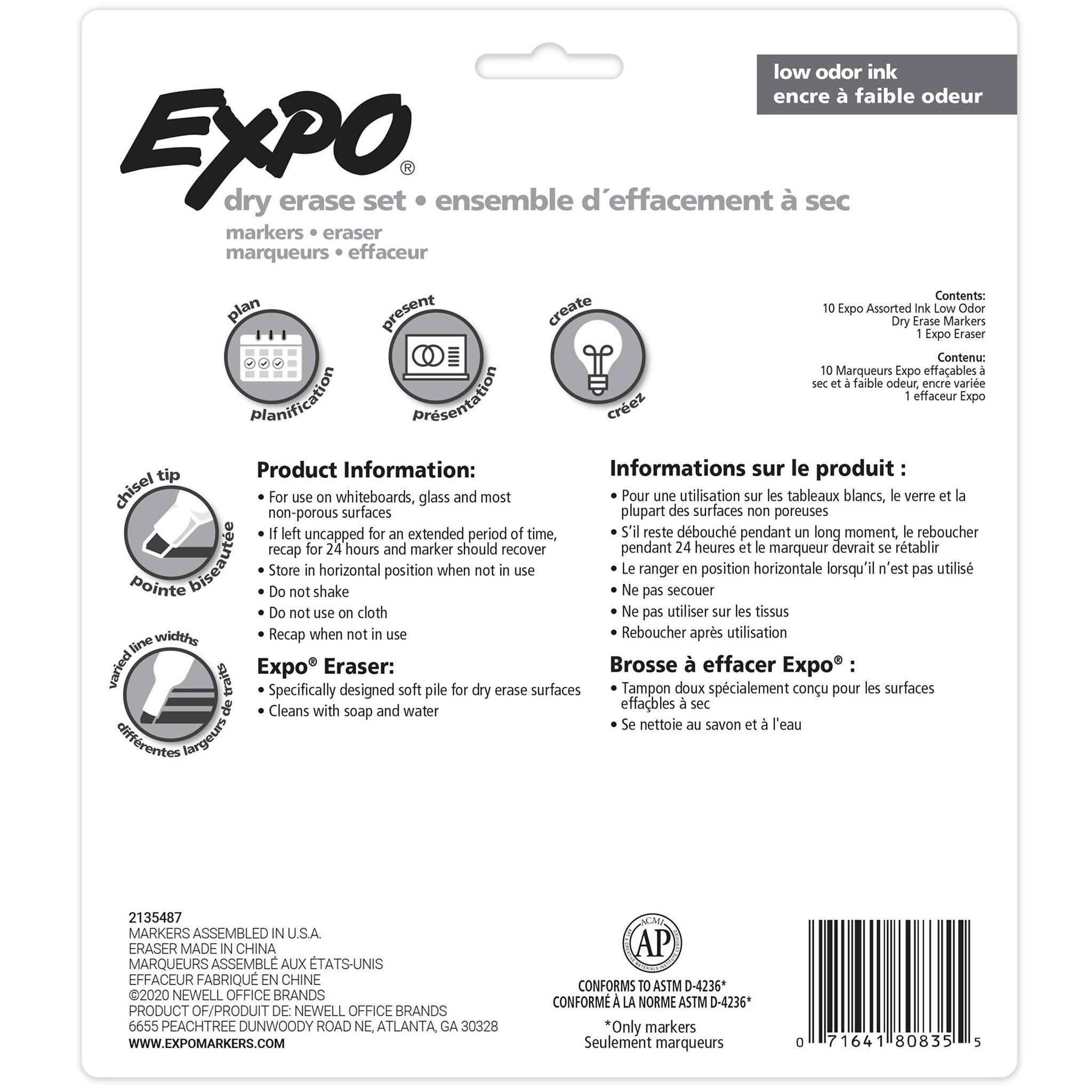 Expo Dry Erase Starter Set, Chisel Tip, Assorted, 10/Pack