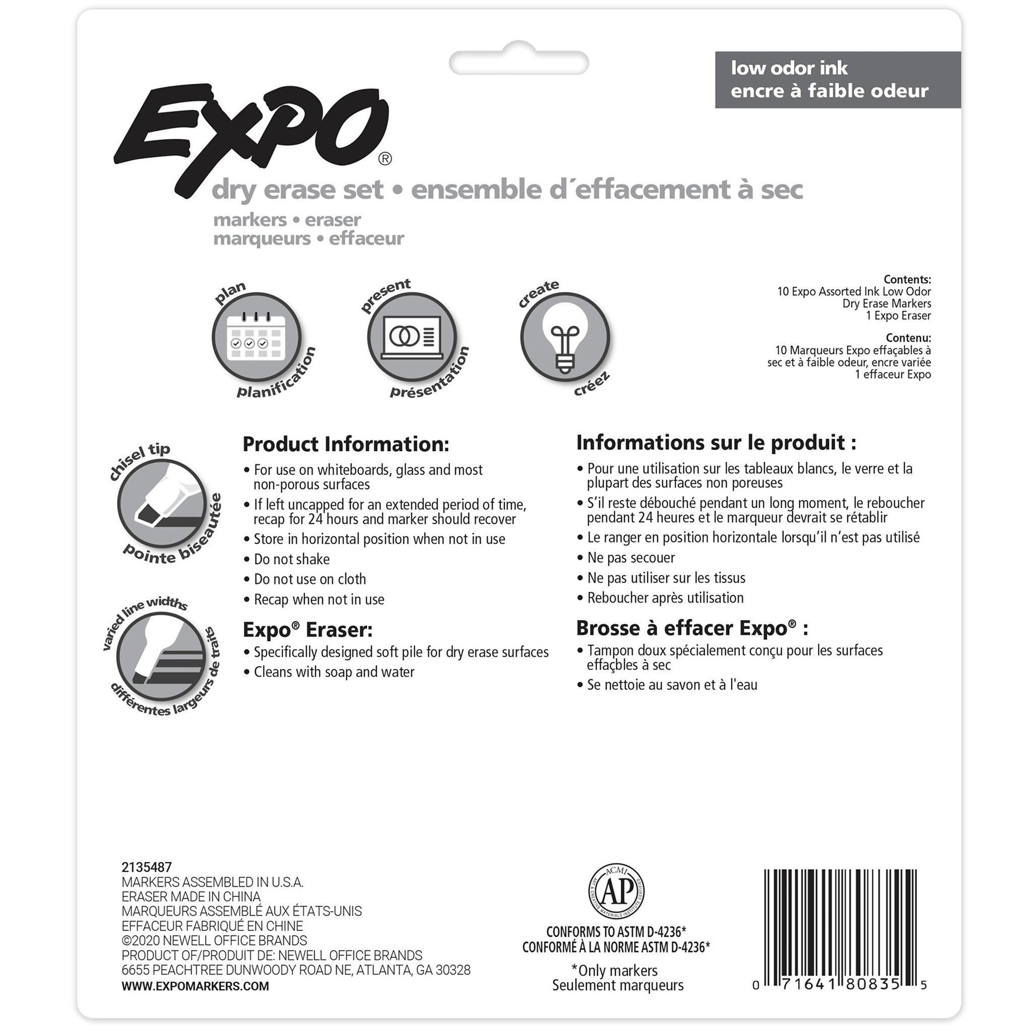 Expo Dry Erase Starter Set, Chisel Tip, Assorted, 10/Pack