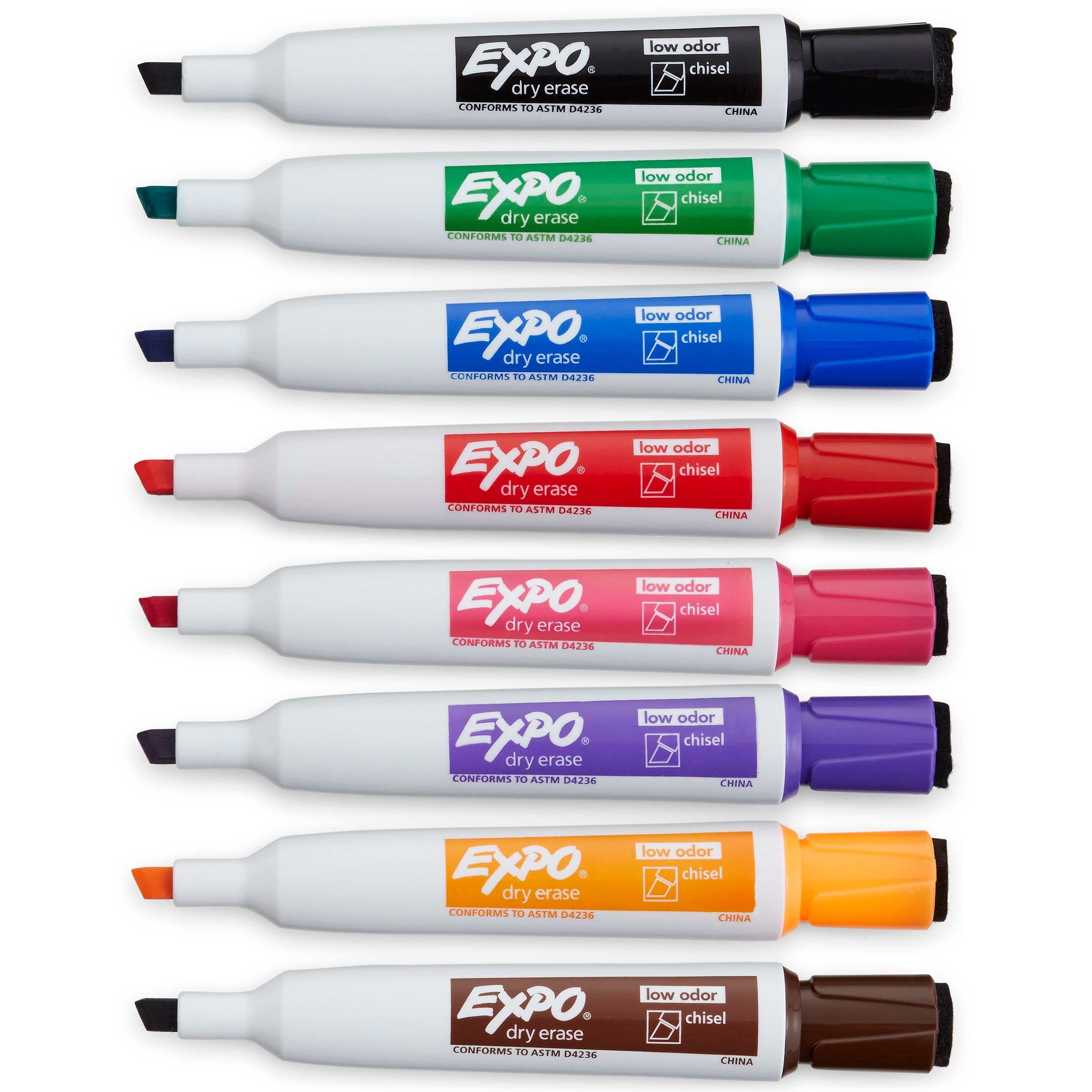 Expo Magnetic Dry Erase Markers, Chisel Tip, Assorted, 8/Pack