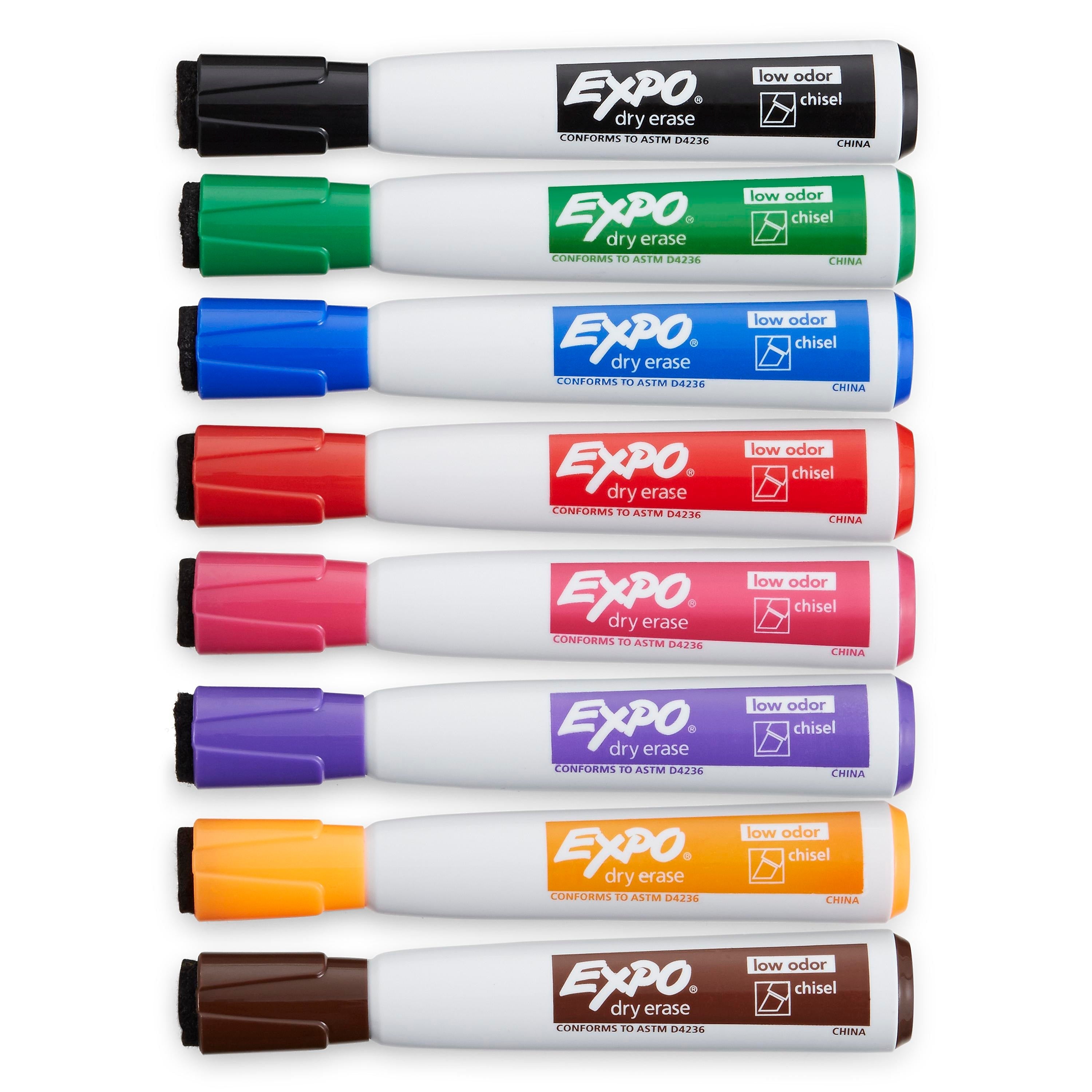 Expo Magnetic Dry Erase Markers, Chisel Tip, Assorted, 8/Pack