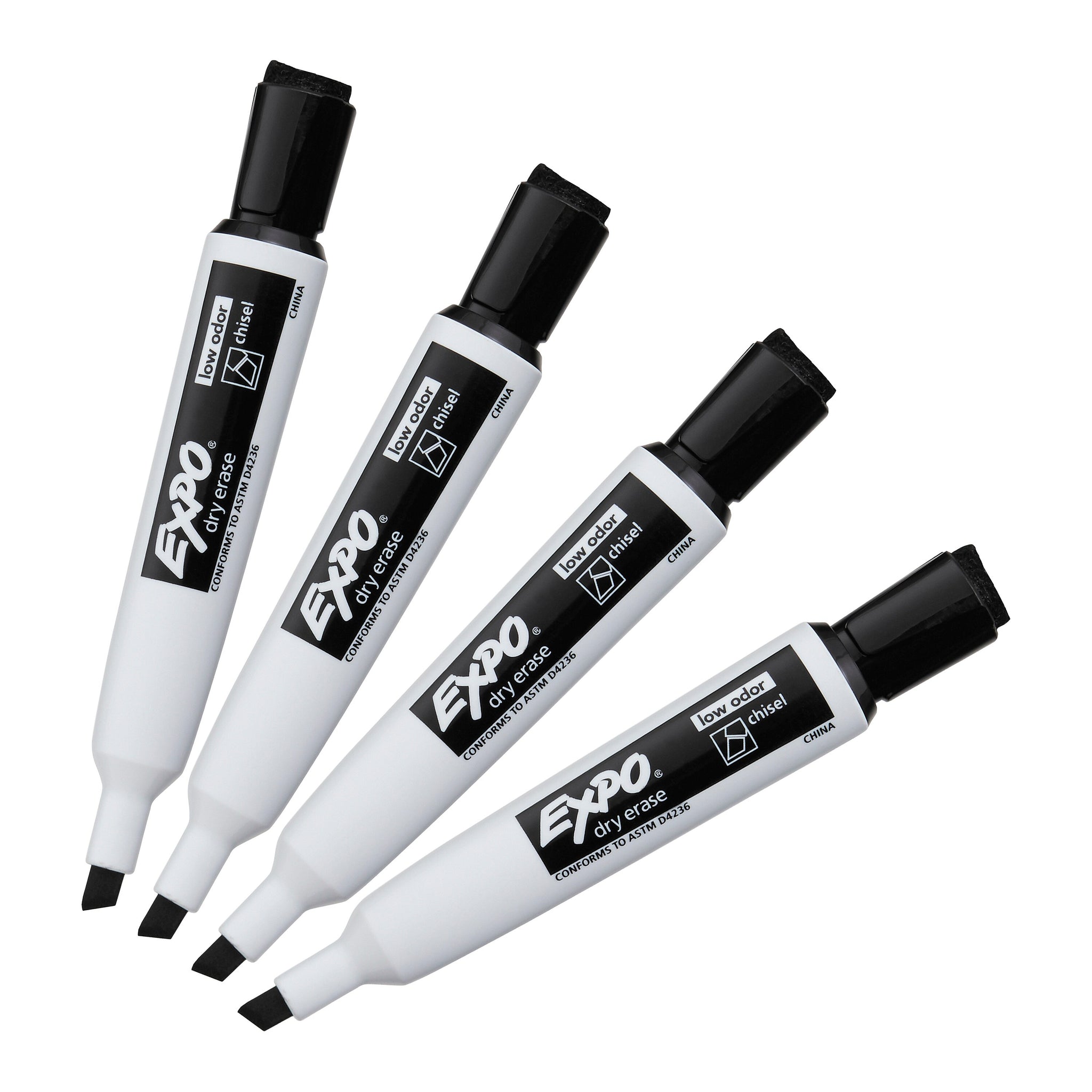 Expo Magnetic Dry Erase Markers, Chisel Tip, Black, 4/Pack