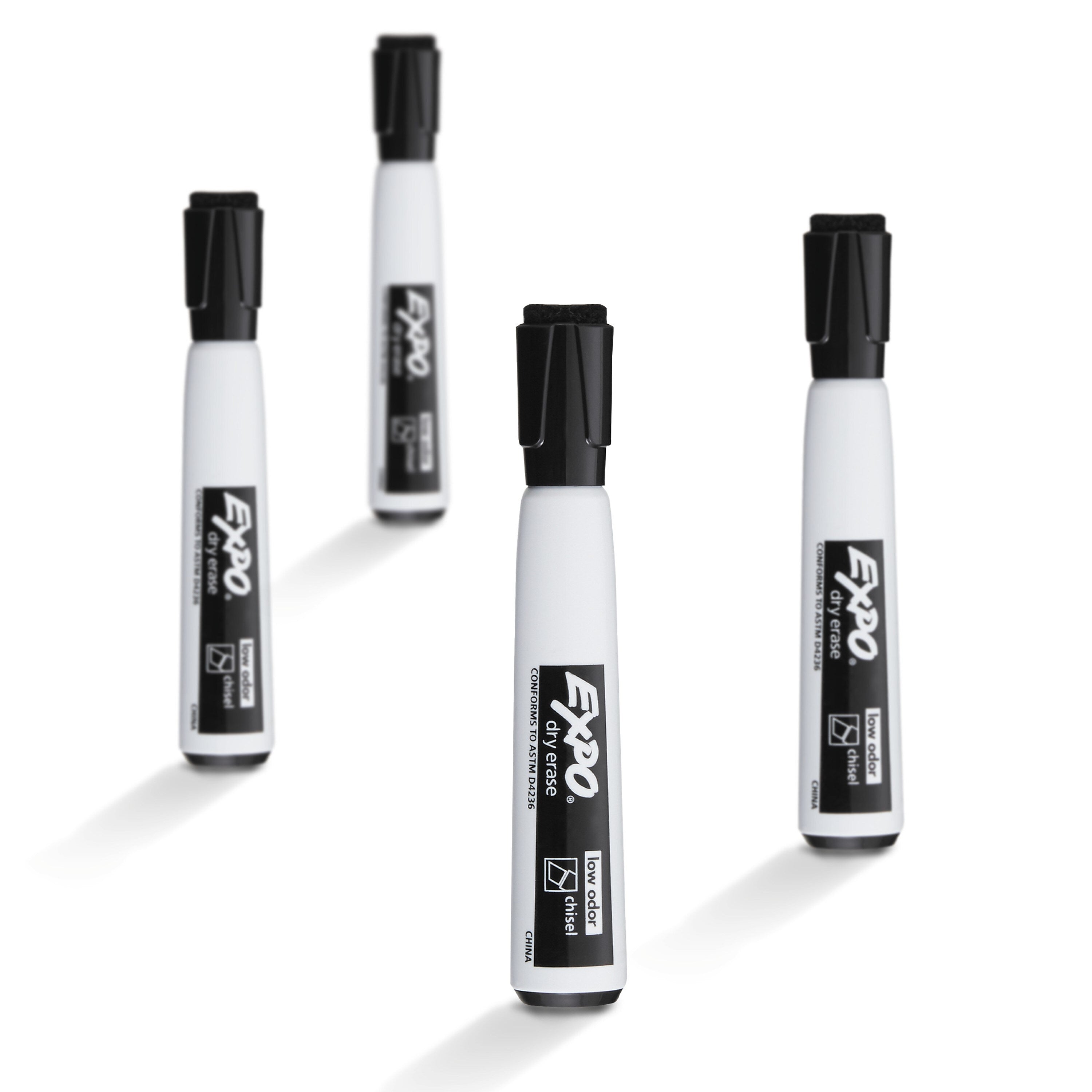 Expo Magnetic Dry Erase Markers, Chisel Tip, Black, 4/Pack