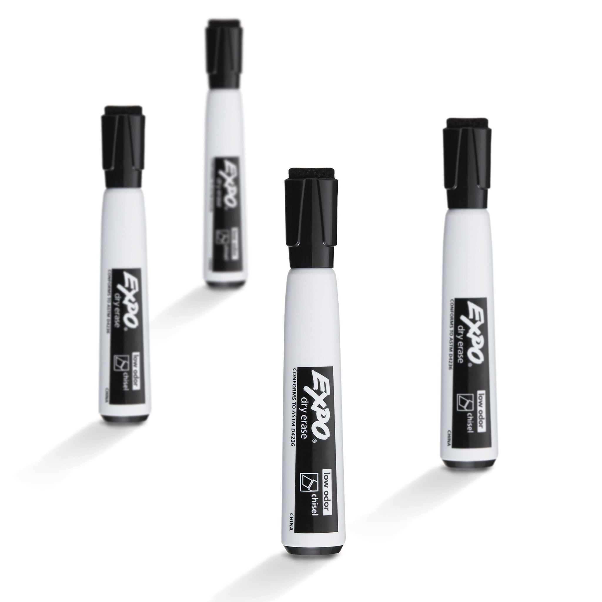 Expo Magnetic Dry Erase Markers, Chisel Tip, Black, 4/Pack