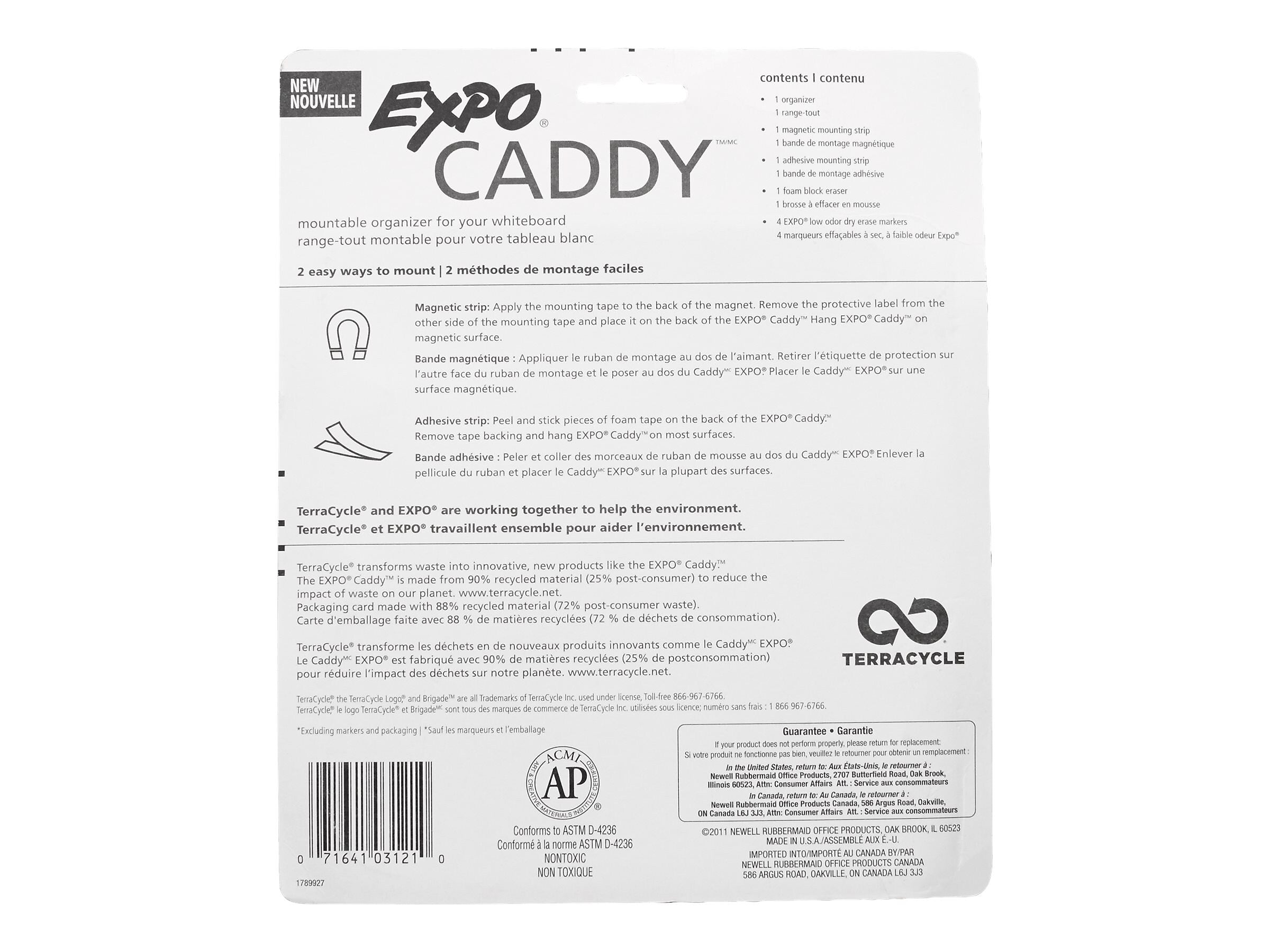 Expo Mountable Whiteboard Caddy Kit, Broad Chisel Tip, Assorted Colors