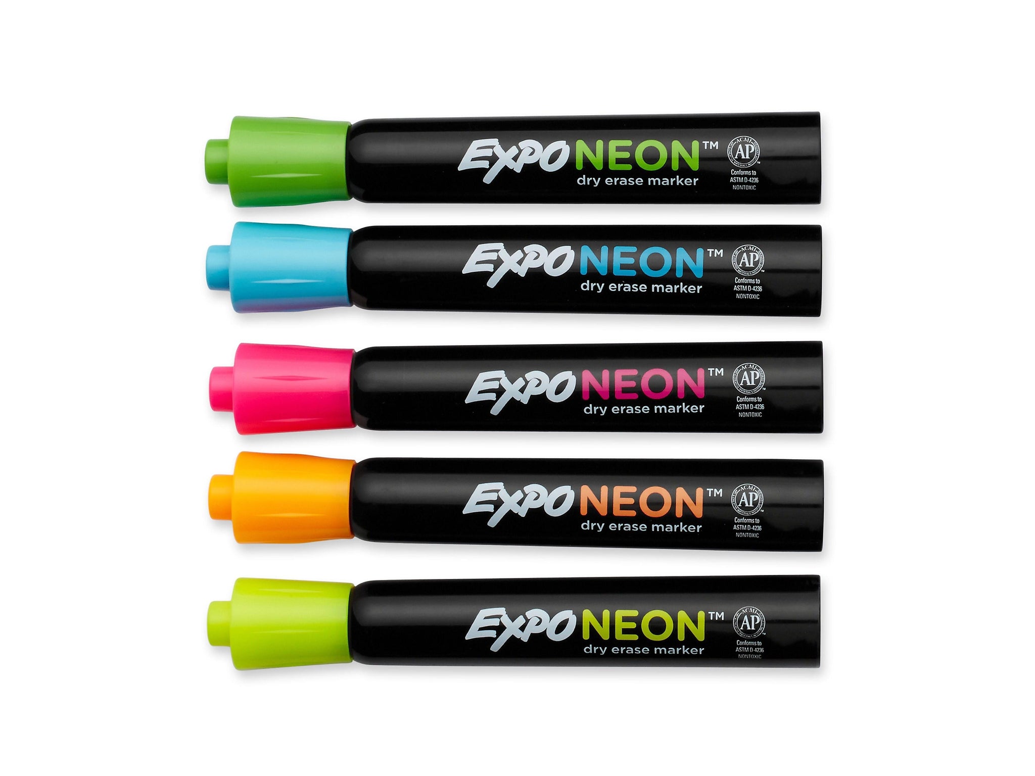 Expo Neon Window Dry Erase Markers, Bullet Tip, Assorted, 5/Pack