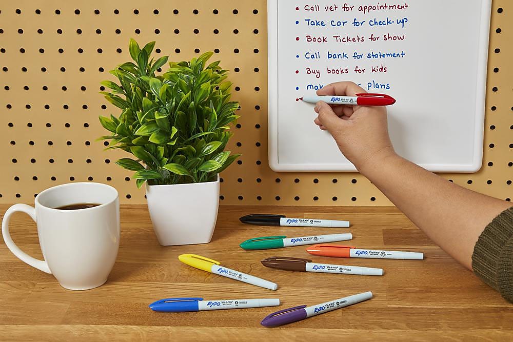 Expo Vis-a-Vis Wet Erase Markers, Fine Point, Assorted, 4/Pack