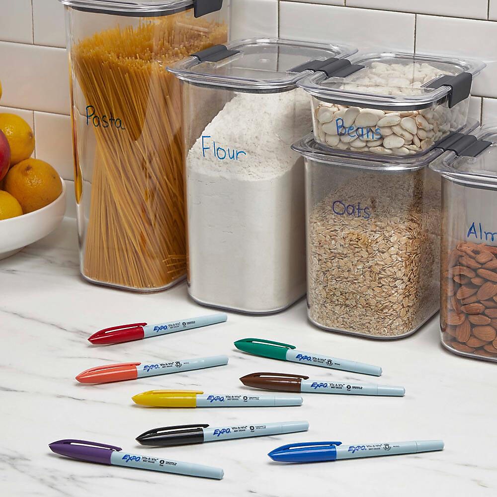 Expo Vis-a-Vis Wet Erase Markers, Fine Point, Assorted, 4/Pack