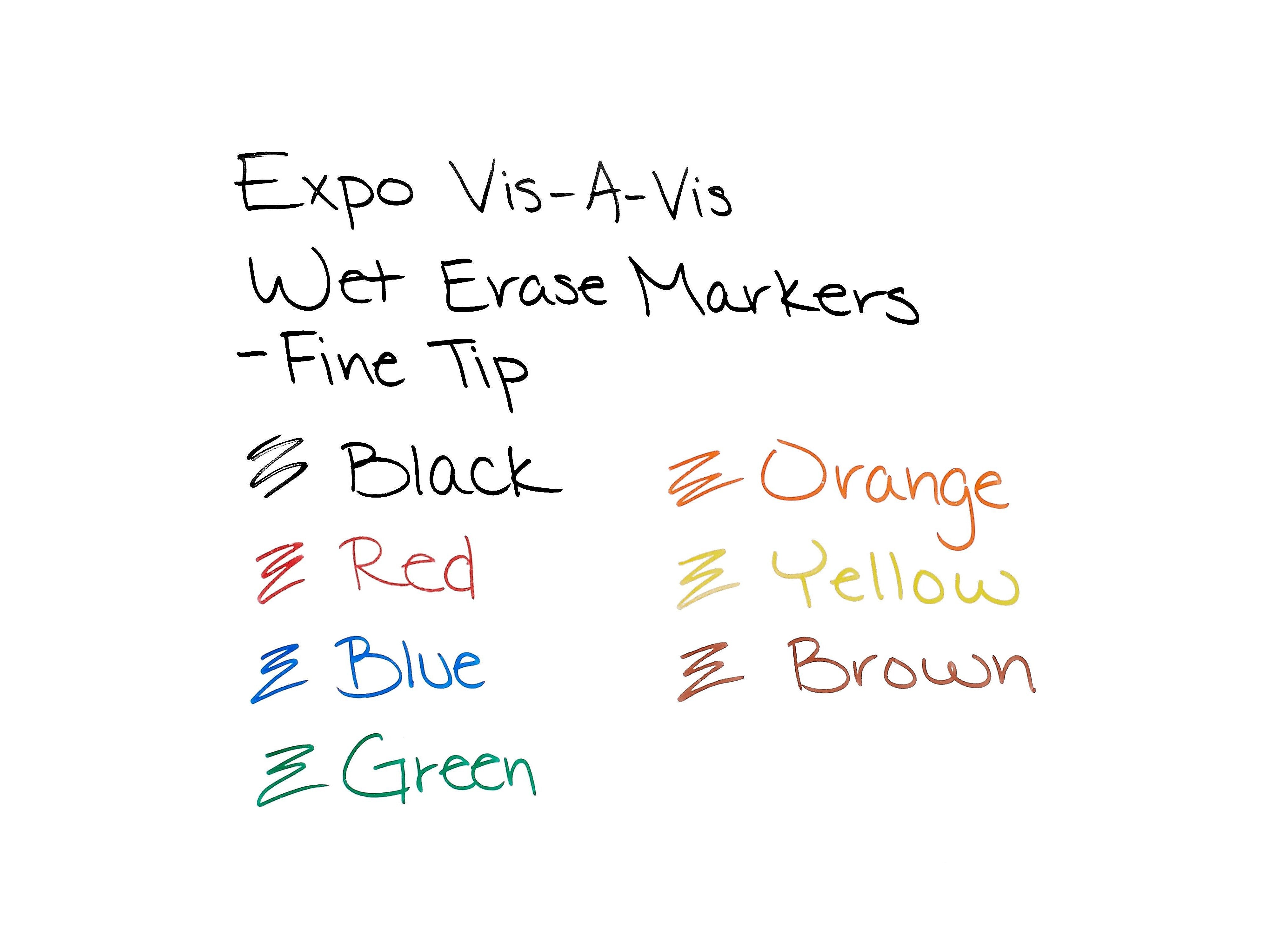 Expo Vis-a-Vis Wet Erase Markers, Fine Point, Assorted, 4/Pack