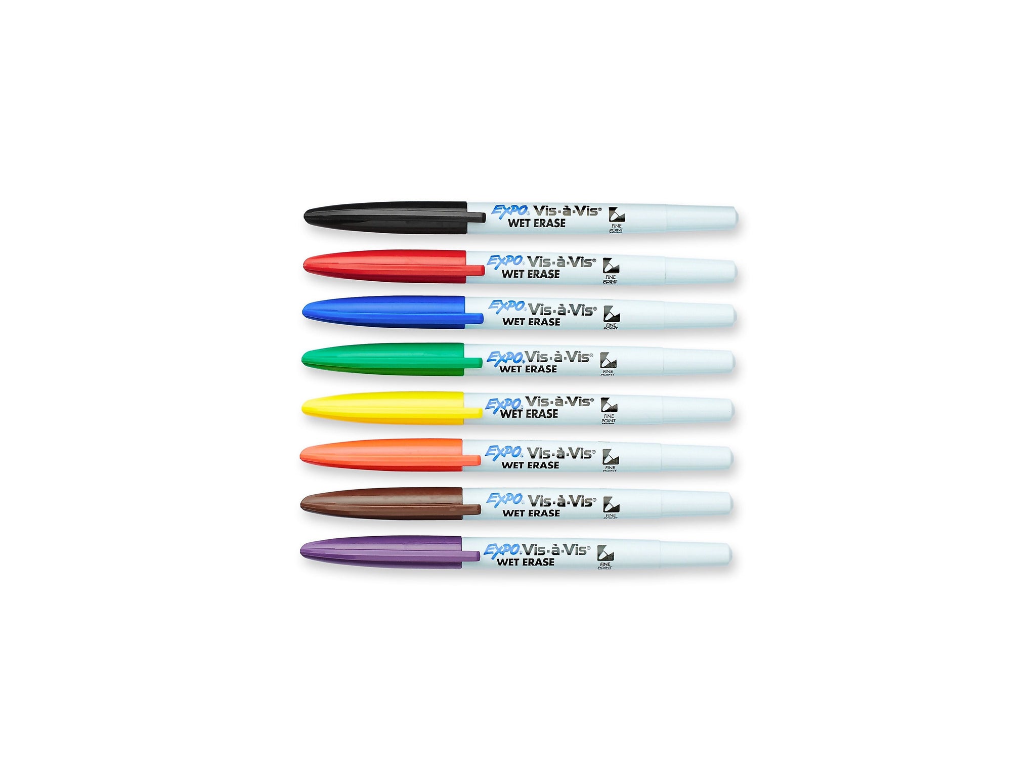 Expo Vis-a-Vis Wet Erase Markers, Fine Point, Assorted, 8/Pack