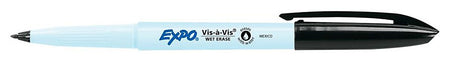 Expo Vis-A-Vis Wet Erase Markers, Fine Point, Black, Dozen