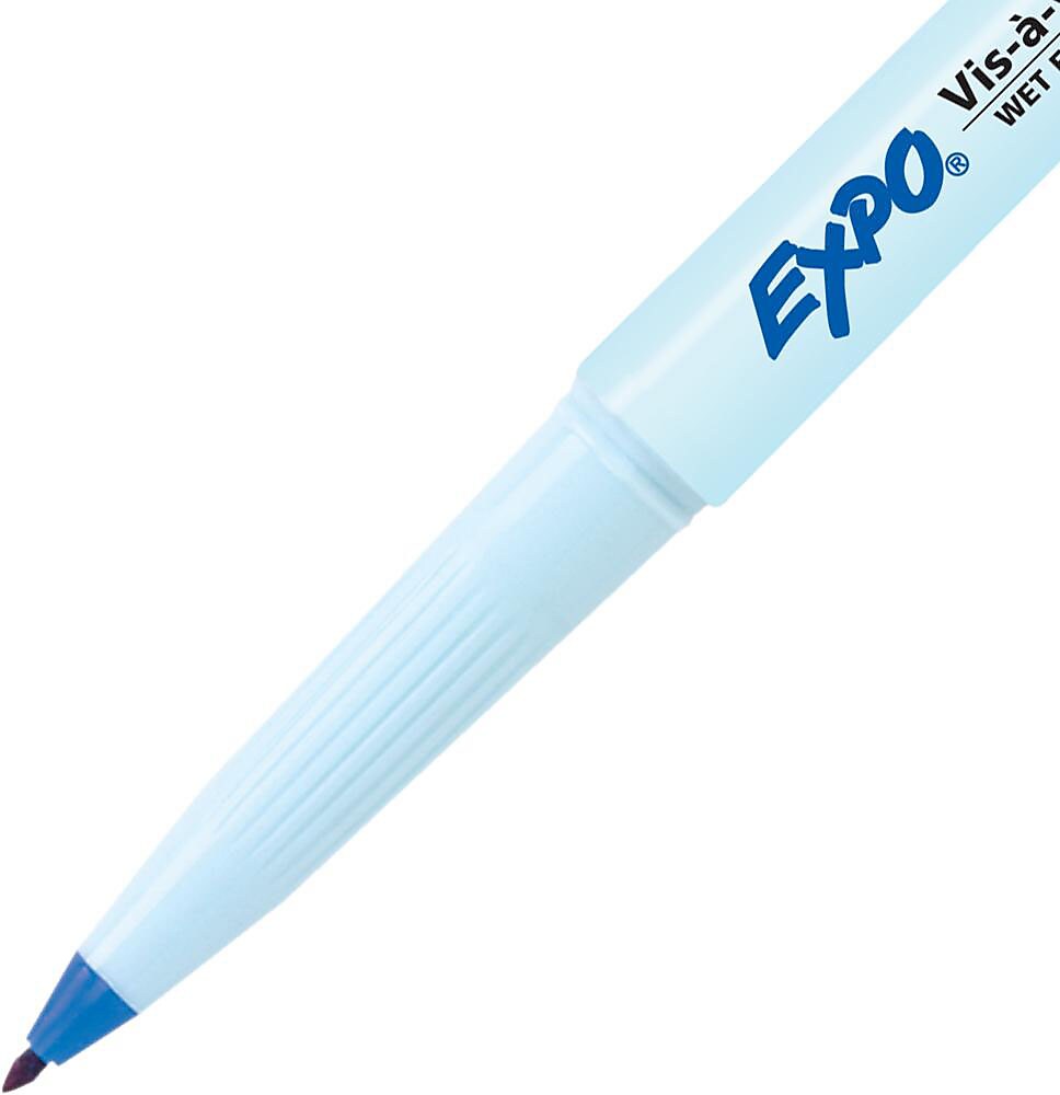 Expo Vis-a-Vis Wet Erase Markers, Fine Point, Blue, 12/Pack