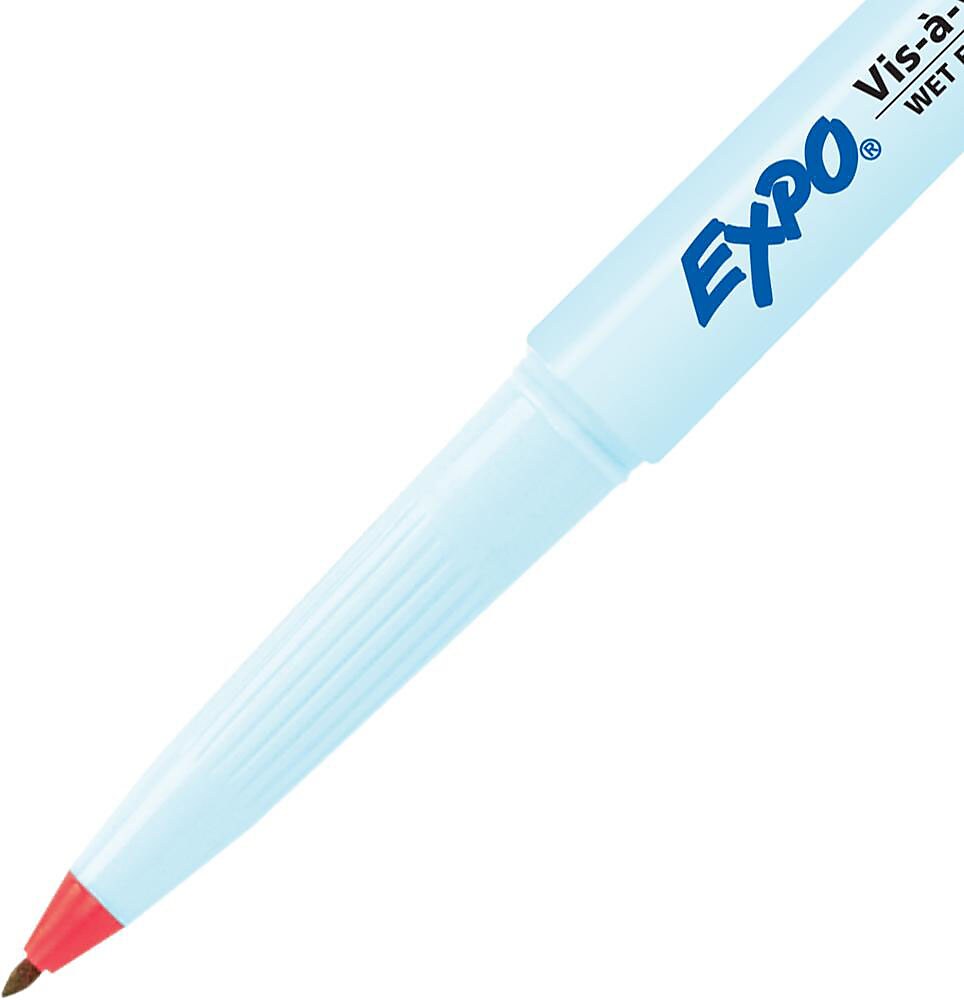 Expo Vis-A-Vis Wet Erase Markers, Fine Point, Red, 12/Pack